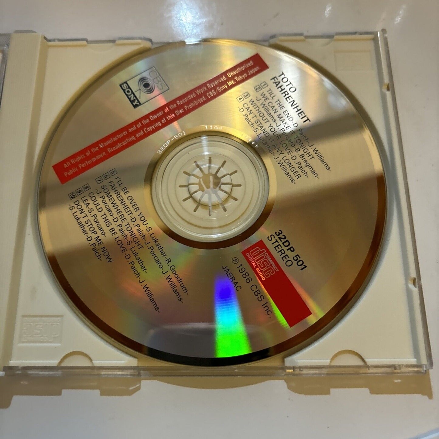 Toto - Fahrenheit (CD, 1986) Japan CBS/Sony 32dp-501