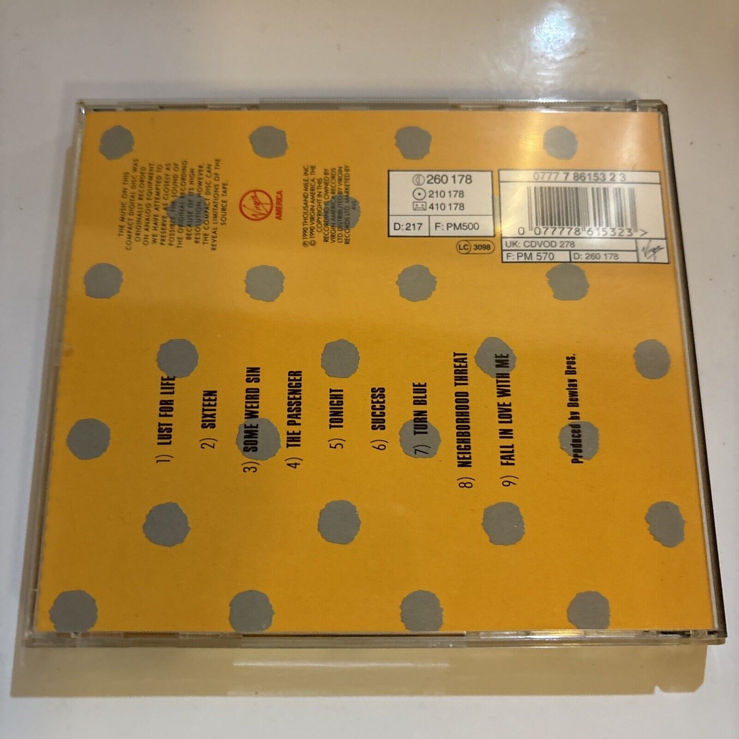Iggy Pop - Lust For Life (CD, 1977) Virgin America CDOVD 278