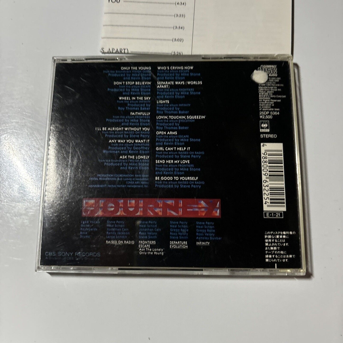 Journey - Greatest Hits (CD, 1988) Japan CBS/Sony 25dp-5364