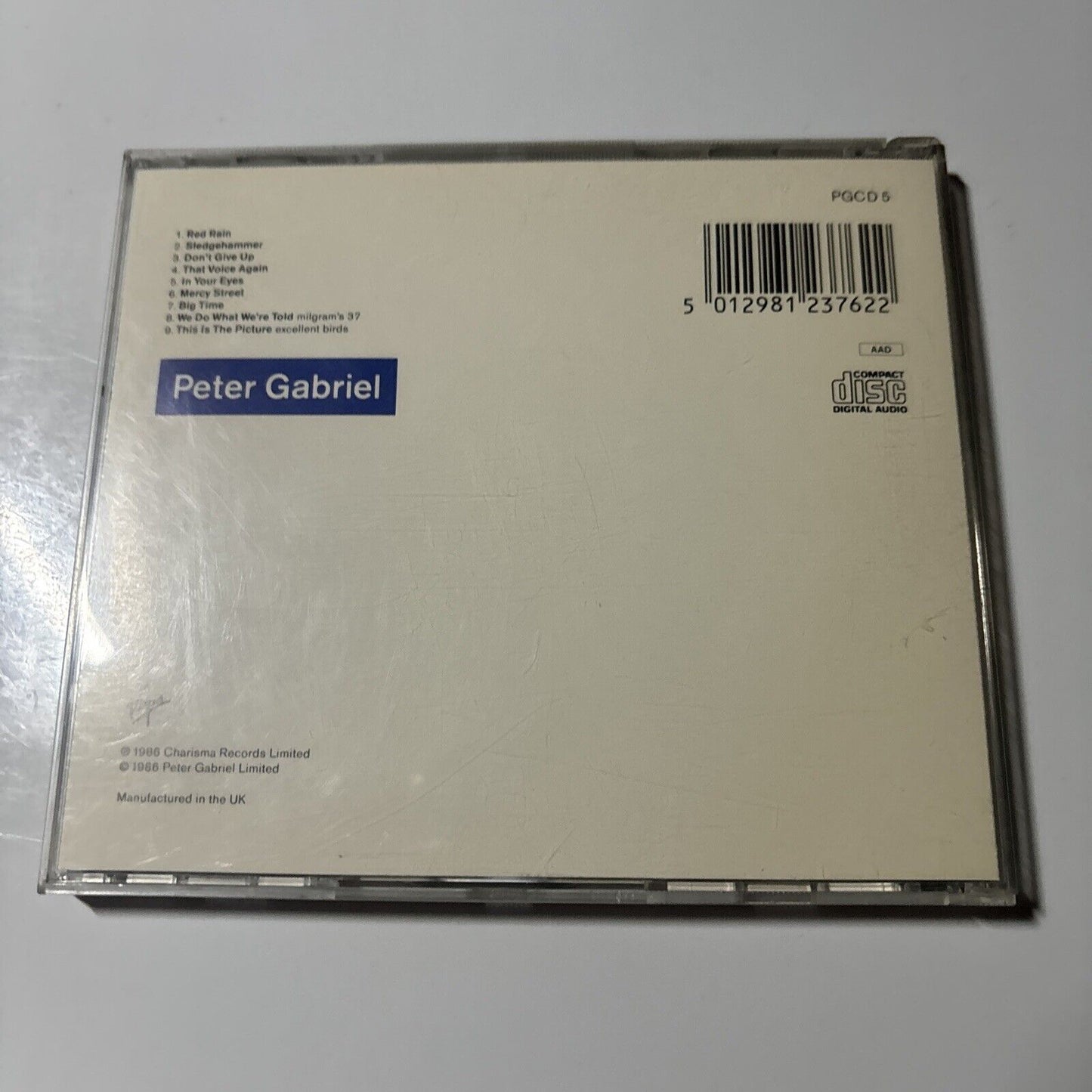 Peter Gabriel - So (CD, 1986)  PGCD 5