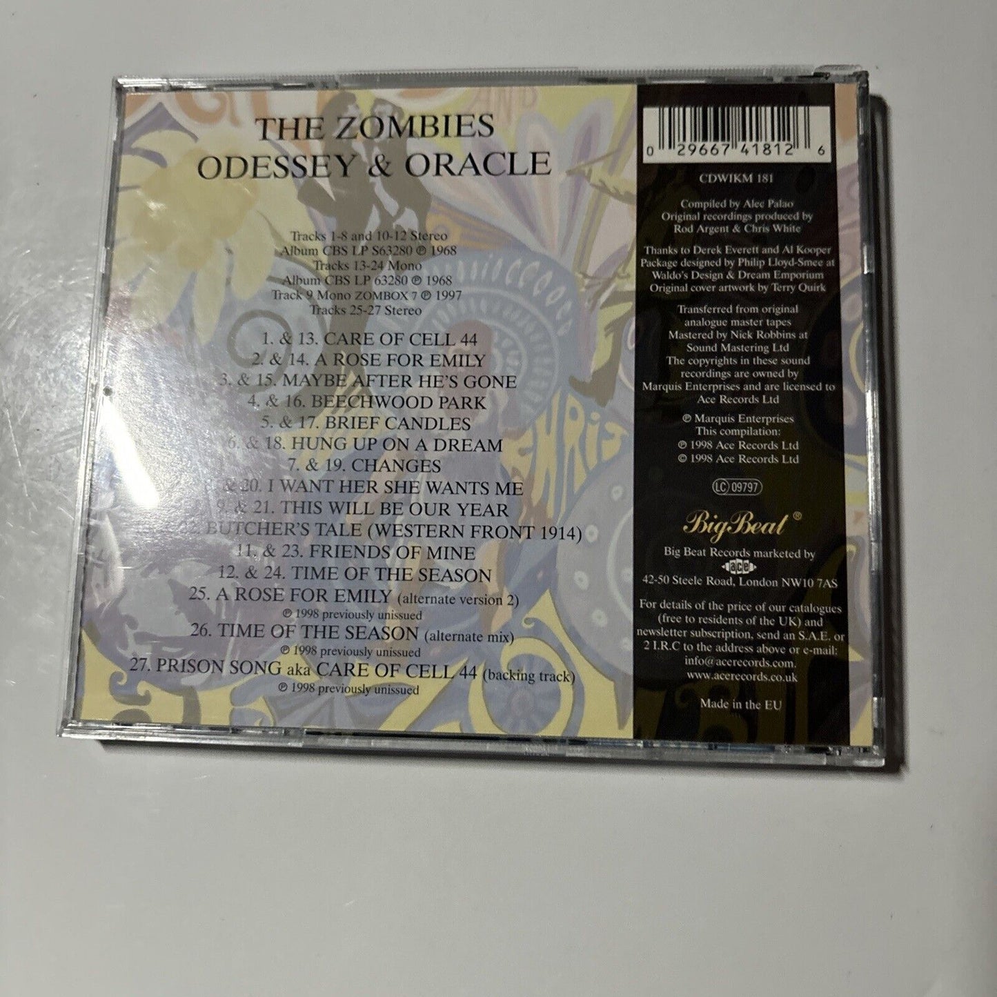 The Zombies - Odessey & Oracle (CD, 2000) UK Big Beat Records CDWIKD 181