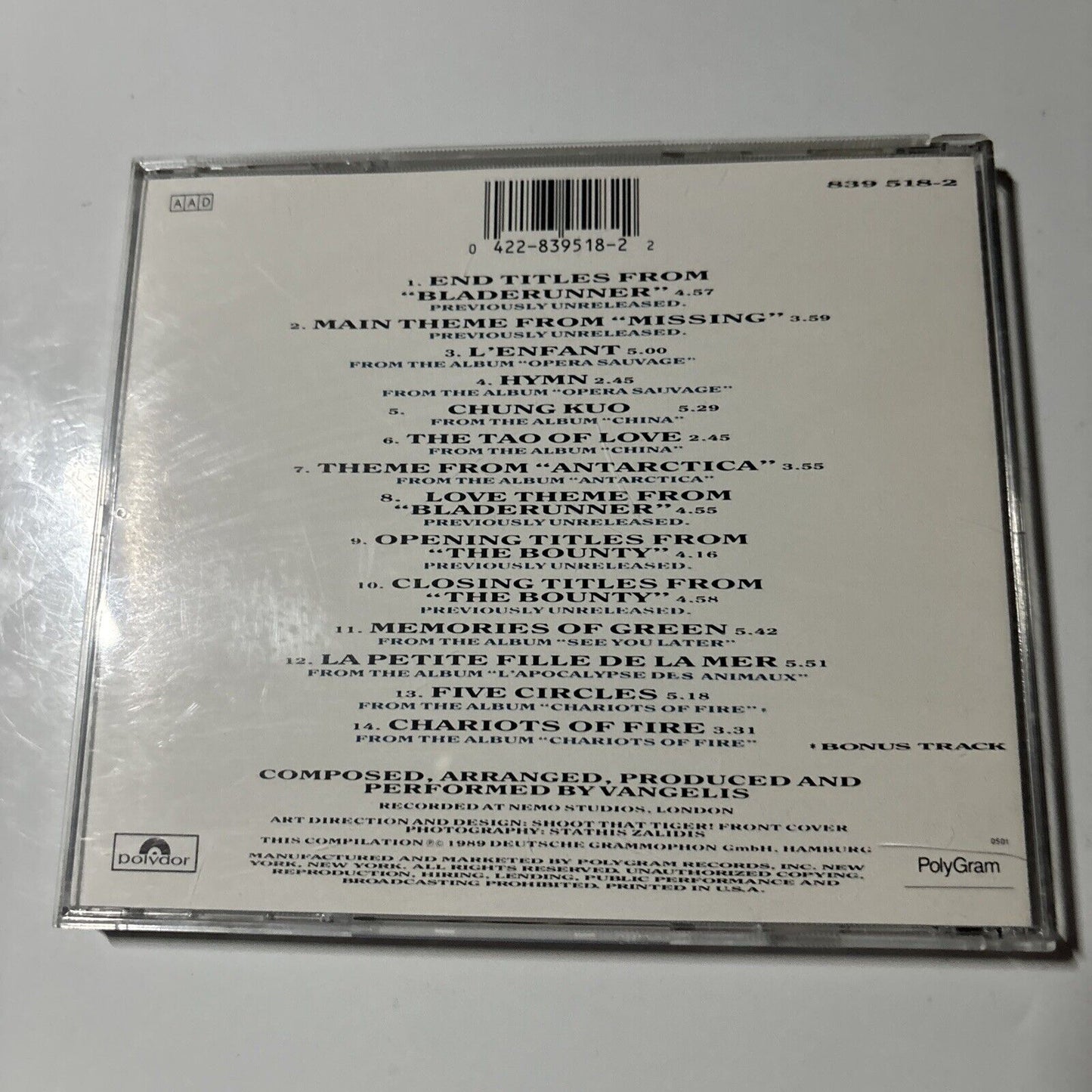 Vangelis - Themes (CD, 1989) Polydor 839518-2