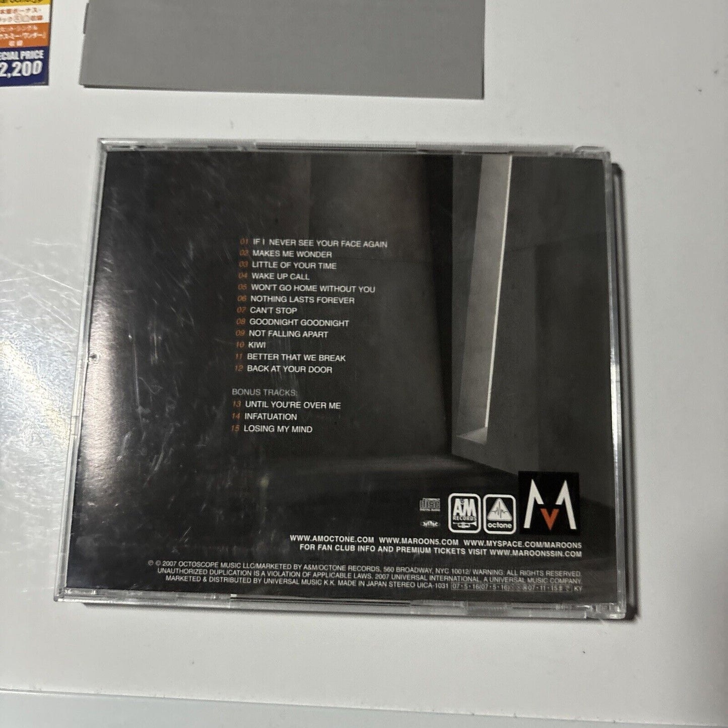 Maroon 5 - It Won't Be Soon Before Long (CD, 2007) Japan UICA-1031 Obi