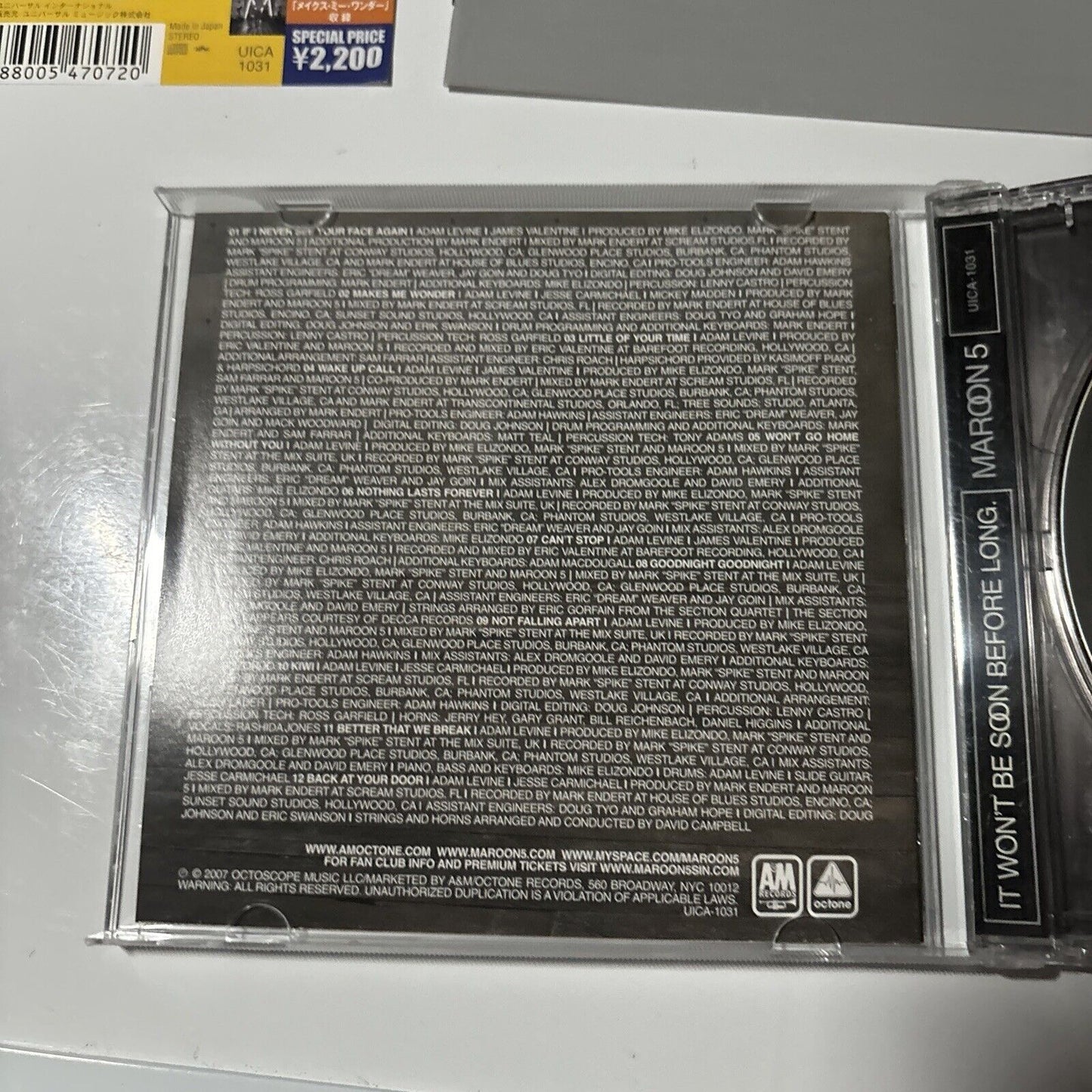 Maroon 5 - It Won't Be Soon Before Long (CD, 2007) Japan UICA-1031 Obi