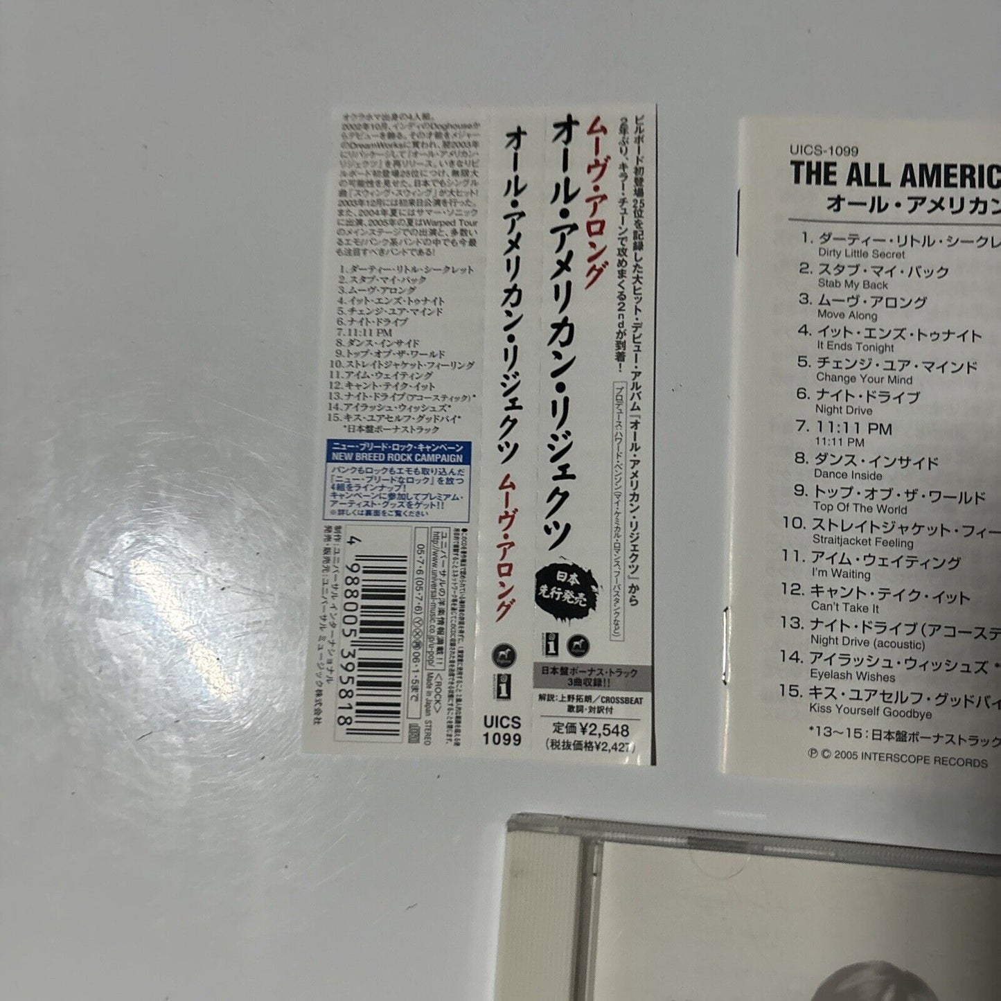 The All-American Rejects - Move Along (CD, 2005) Japan UICS-1099 Obi