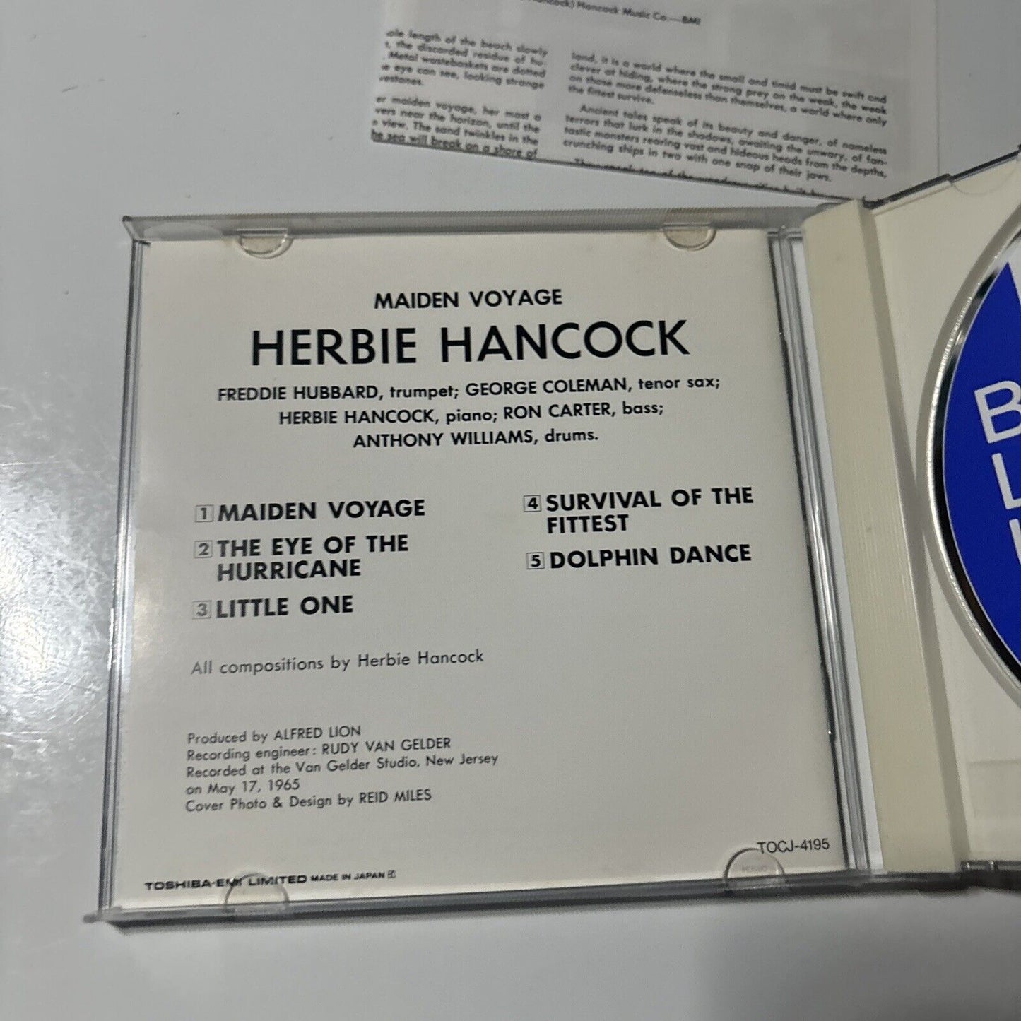 Herbie Hancock - Maiden Voyage (CD, 1995) Japan TOCJ-4195
