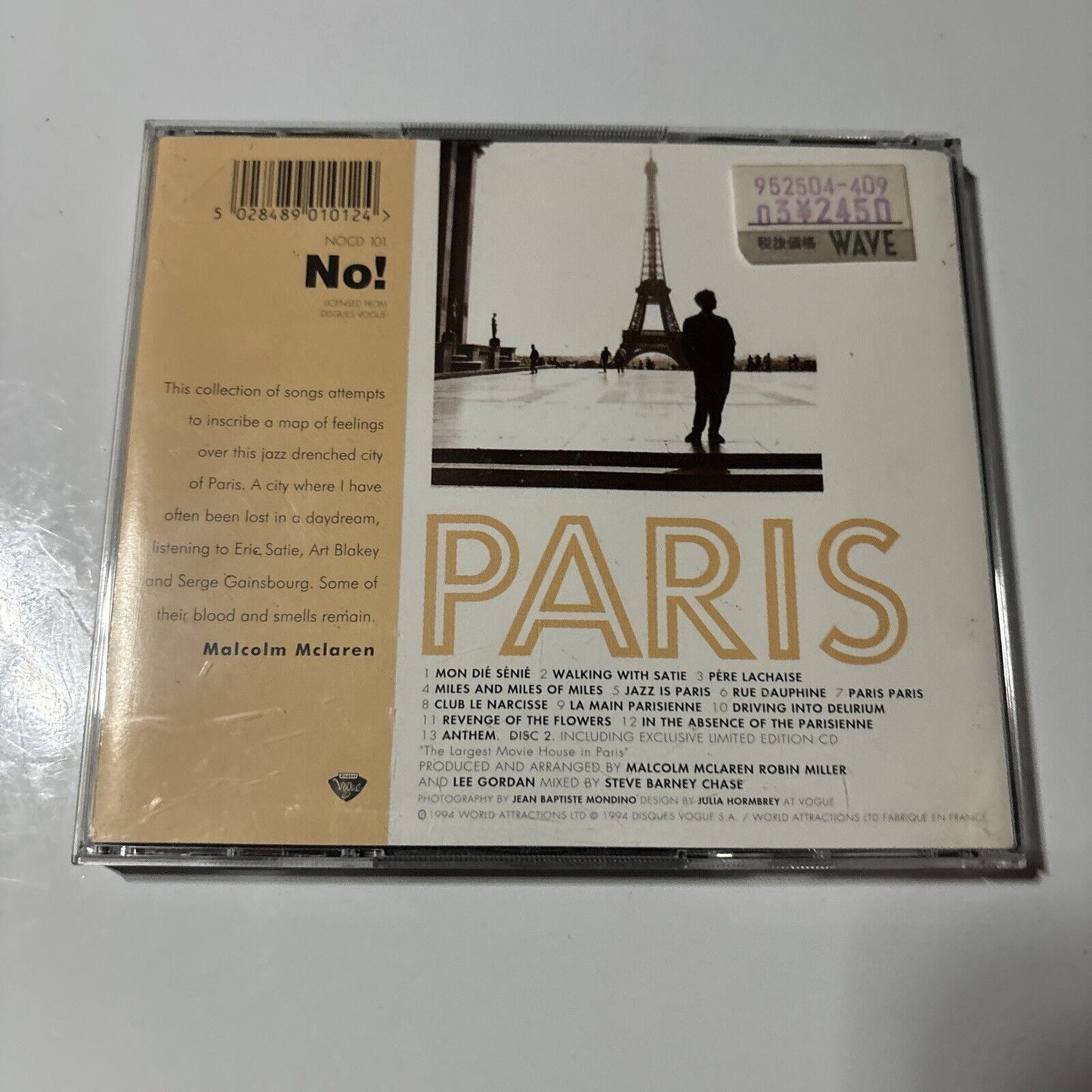 Malcolm McLaren - Paris (CD, 1994) NOCD 101