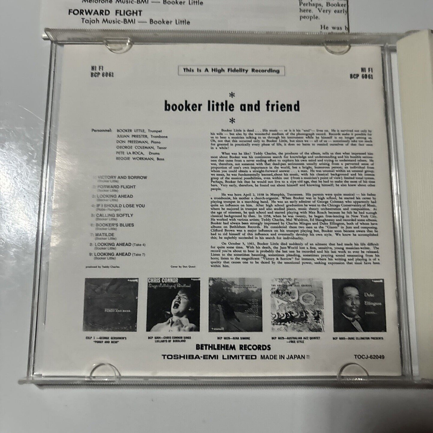 Booker Little - Booker Little And Friend (CD, 2000) Japan TOCJ-62049