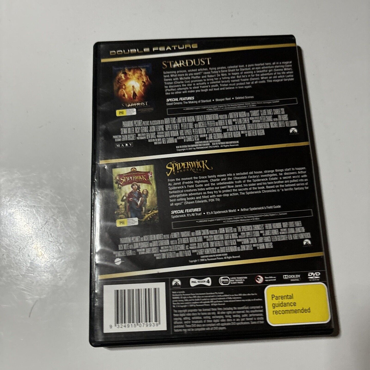 Stardust / The Spiderwick Chronicles  (DVD, 2007) Peter O'Toole Region 4