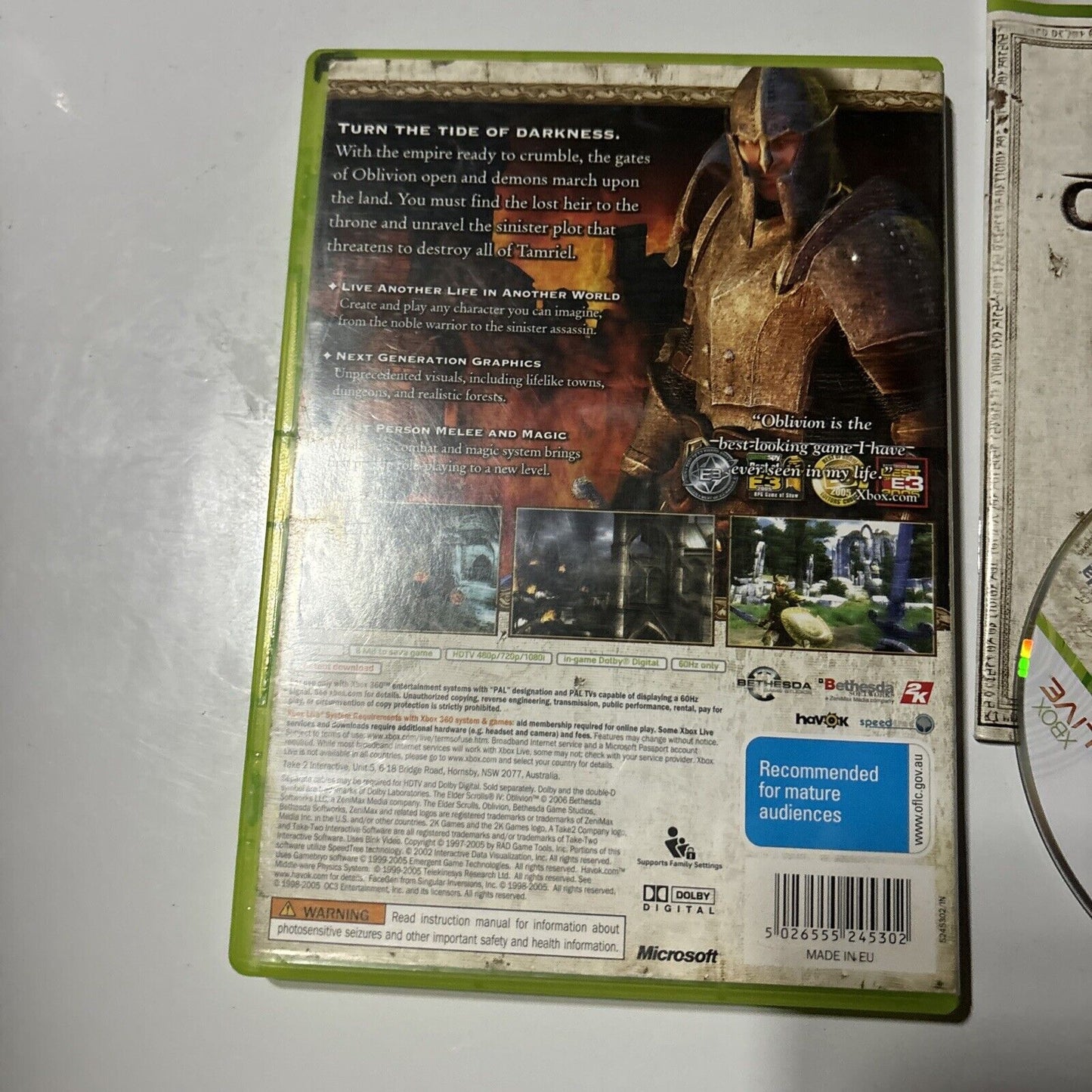 The Elder Scrolls IV Oblivion Xbox 360  PAL Manual