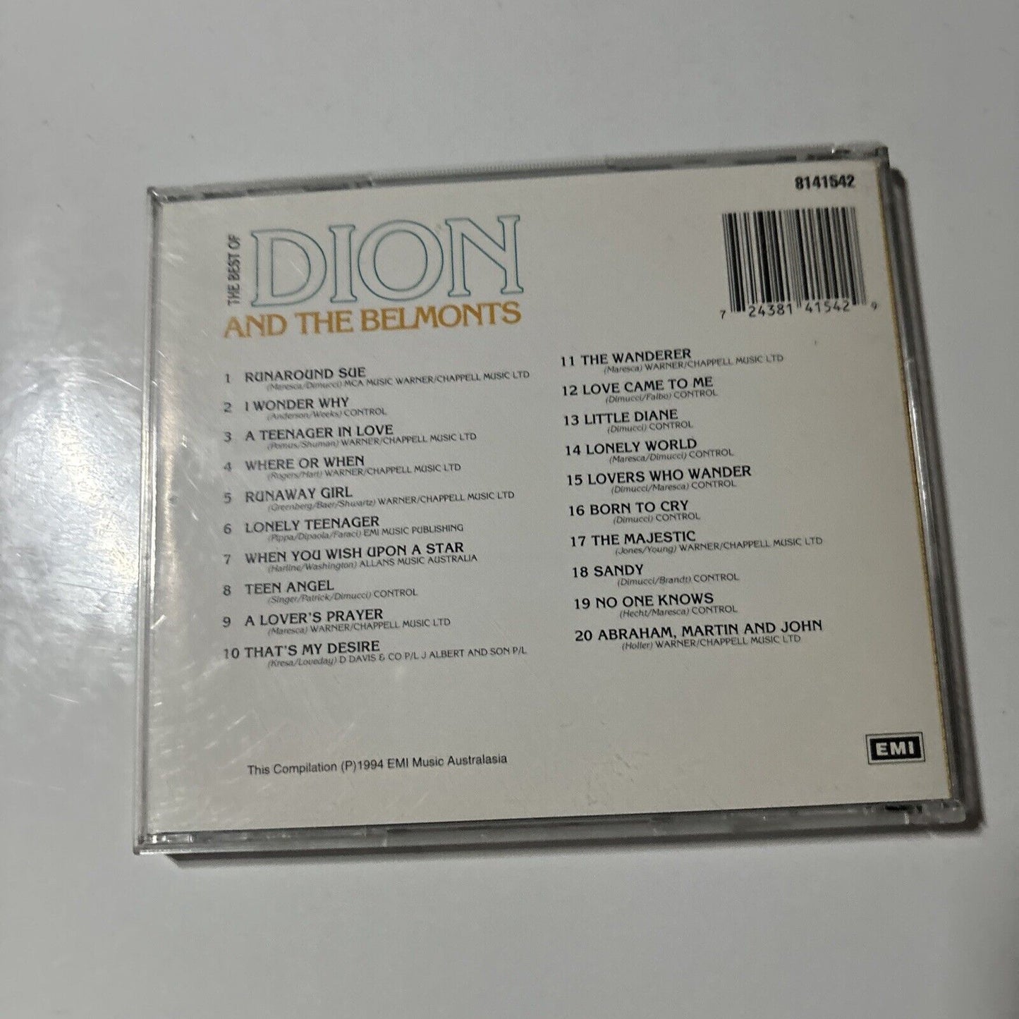 Dion & The Belmonts - The Best of Dion and the Belmonts (CD, 1994) EMI 8941501