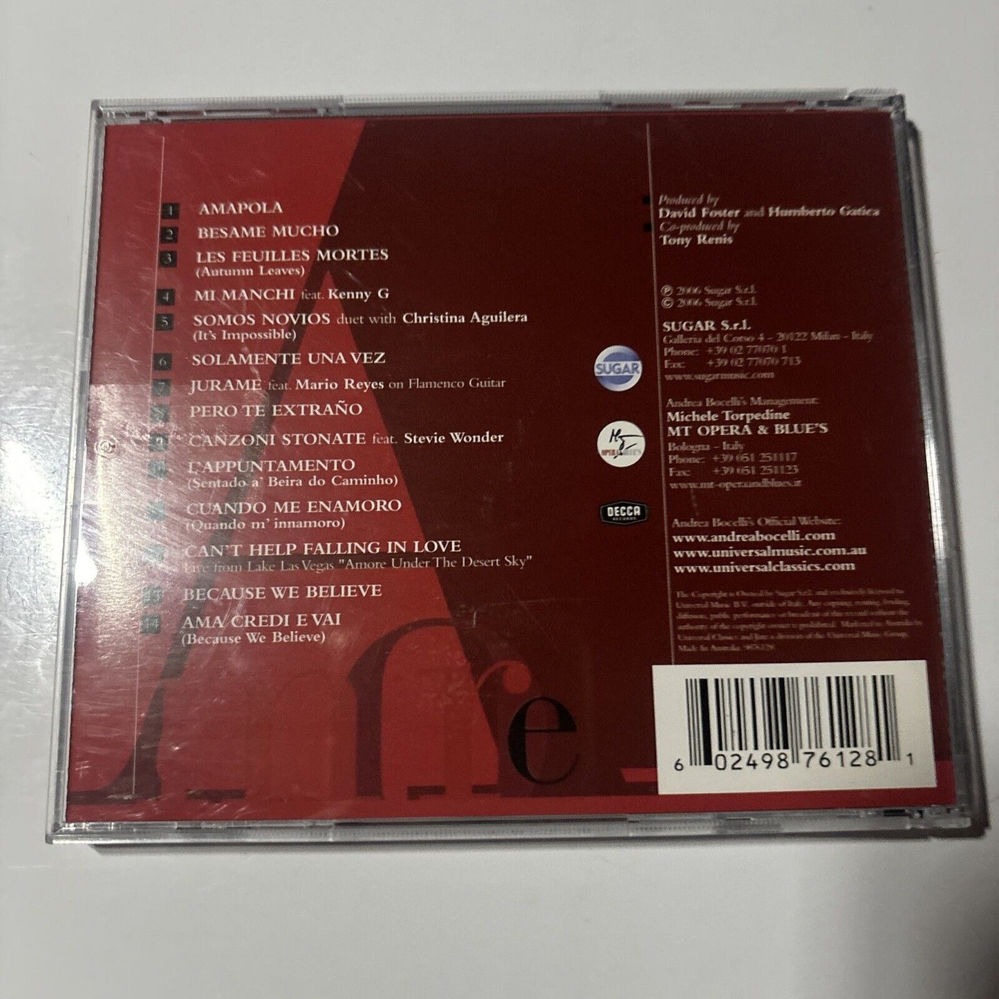 Andrea Bocelli - Amore (CD, 2006)