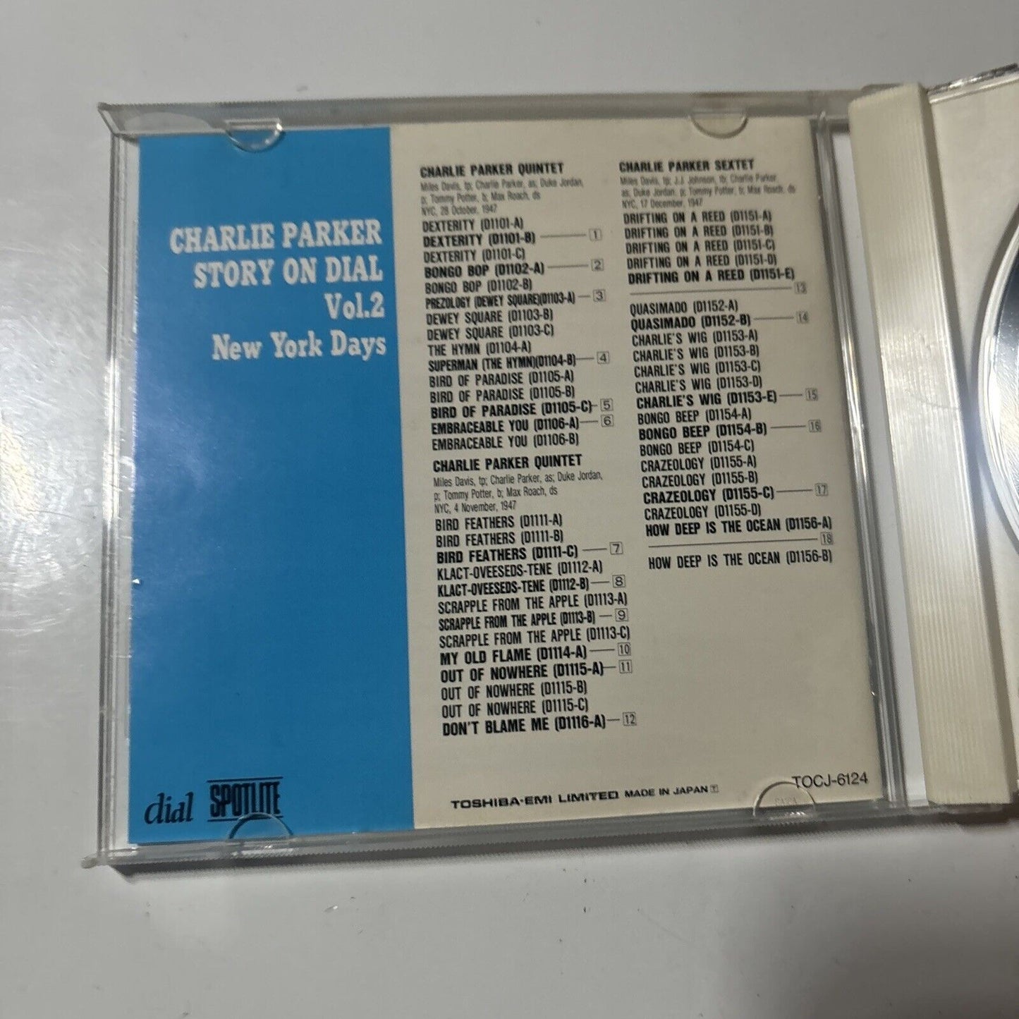 Charlie Parker Story On Dial Volume 2: New York Days (CD, 1997) Japan TOCJ-6124