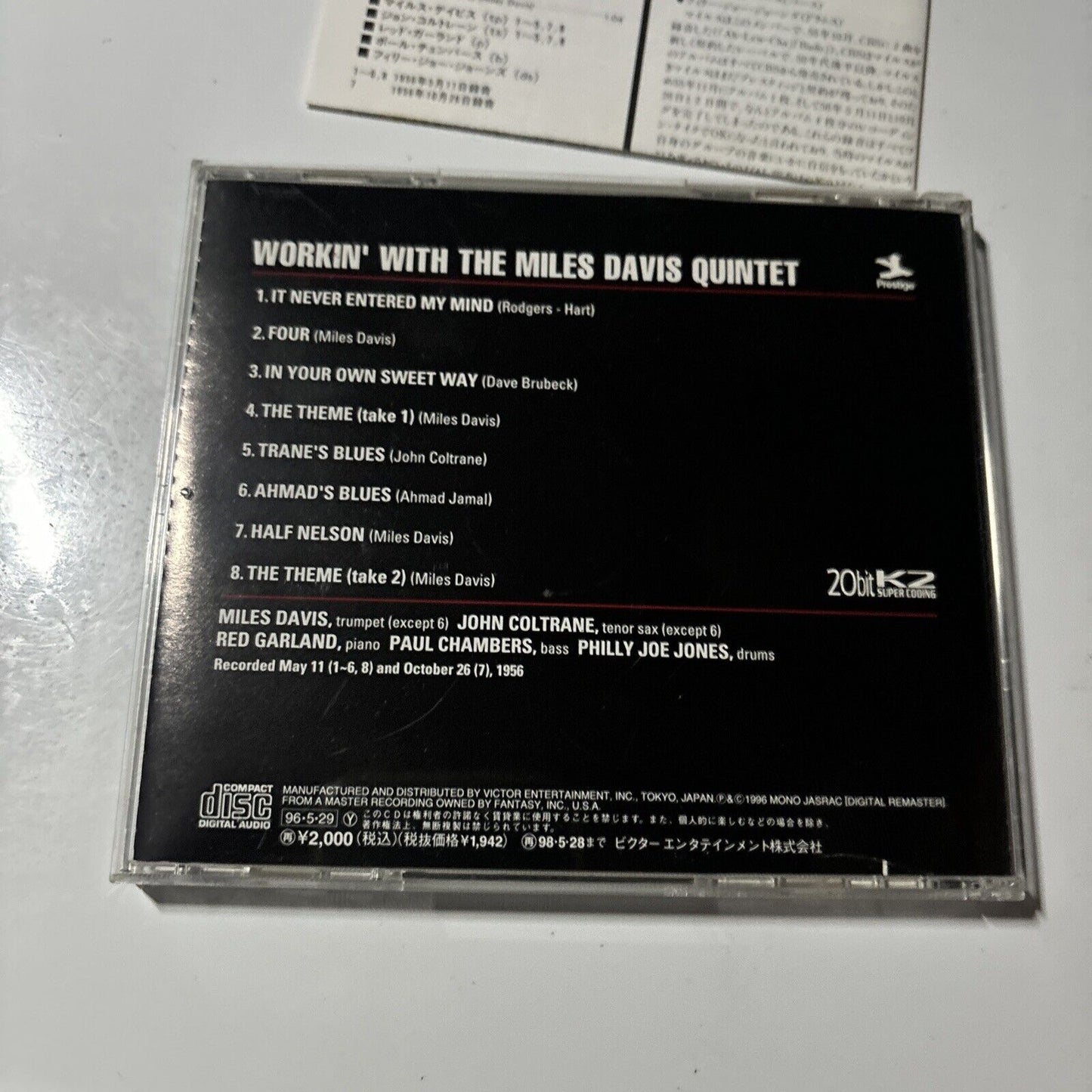 Miles Davis - Workin' With The Miles Davis Quintet (CD, 1996) Japan vicj-2064