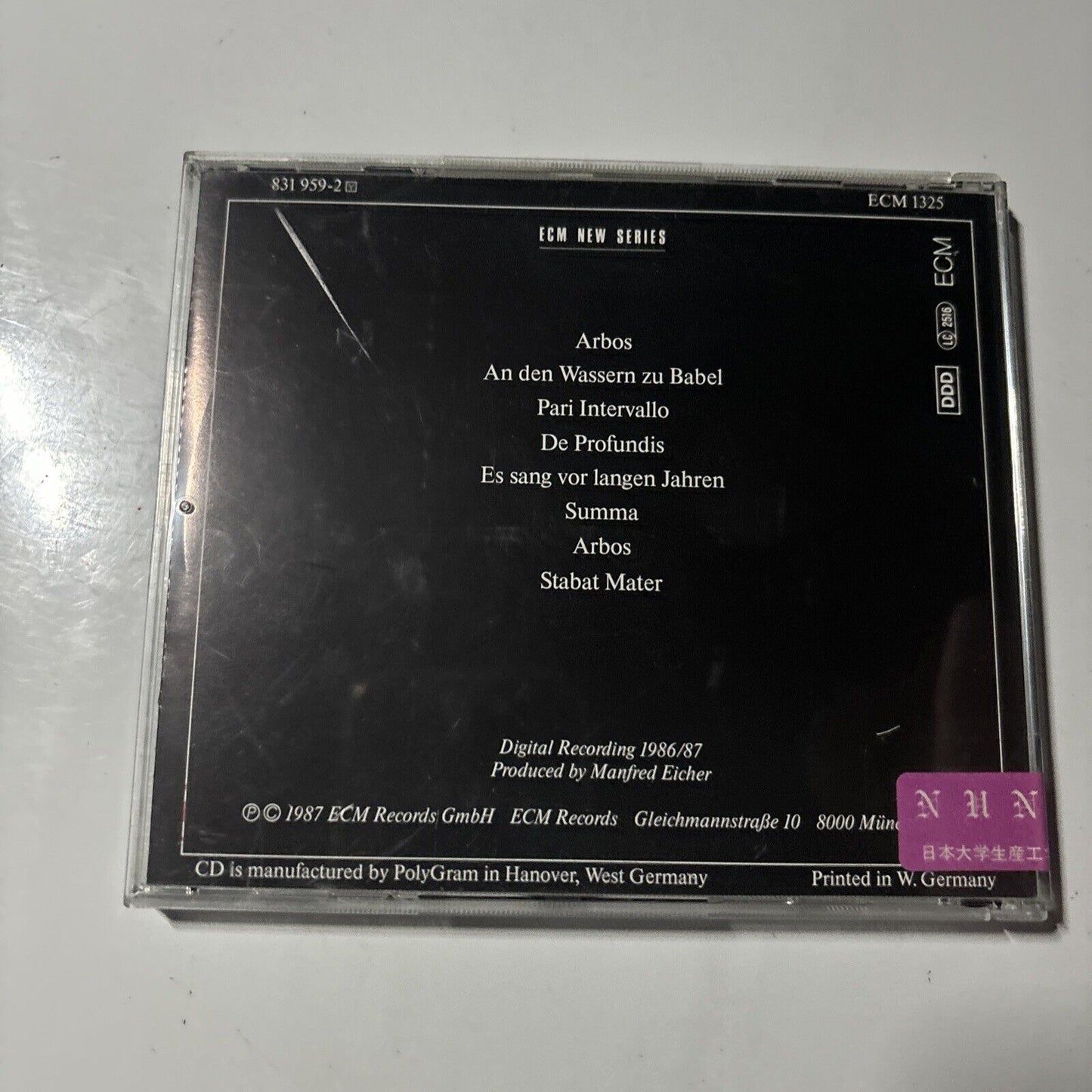 Arvo Pärt - Arbos (CD, 1987) West Germany ECM-1325