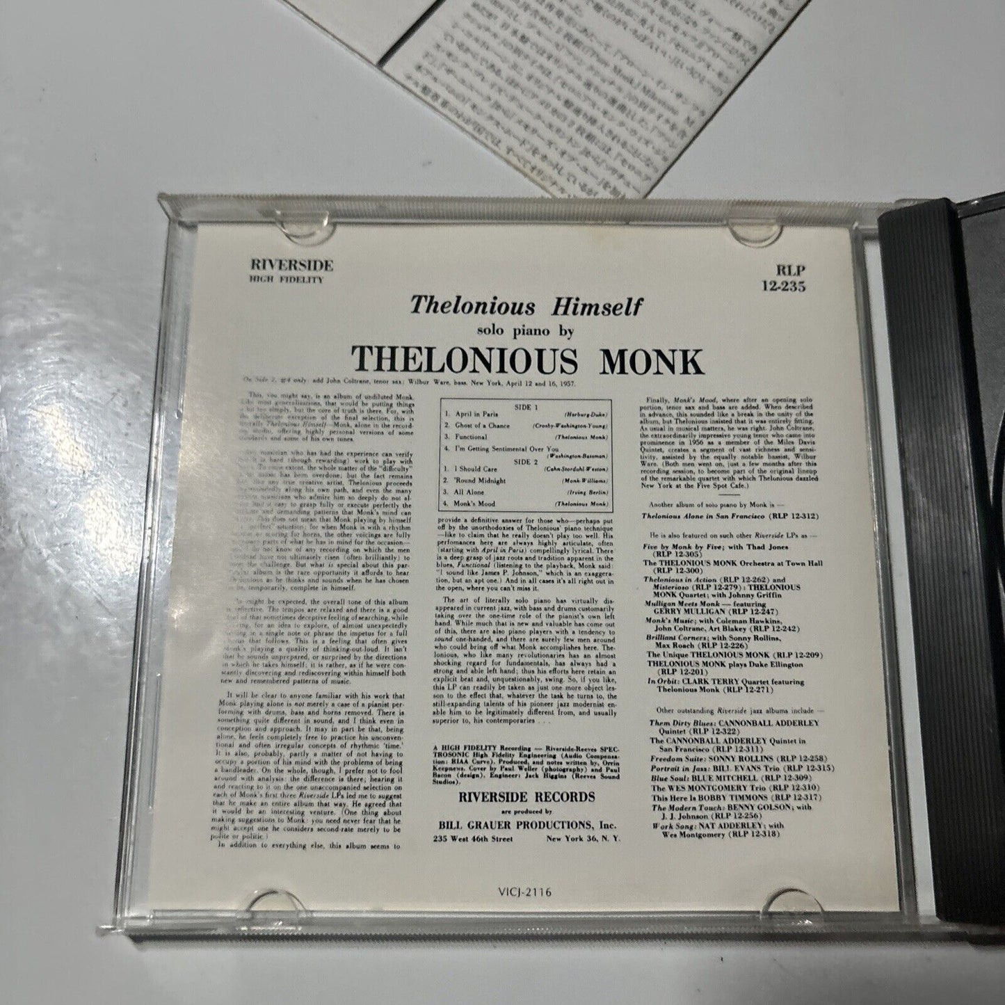 Thelonious Monk - Thelonious Himself (CD, HQCD, 1996) Japan vicj-2116