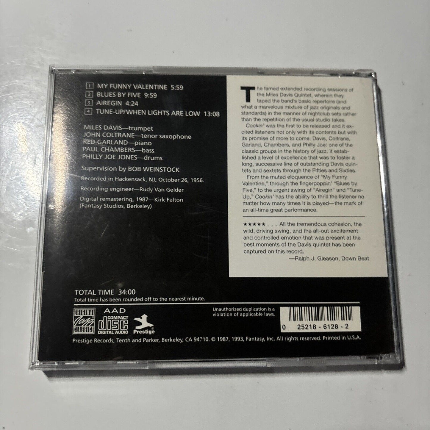 Miles Davis - Cookin' With The Miles Davis Quintet (CD, 1993) OJCCD-128-2