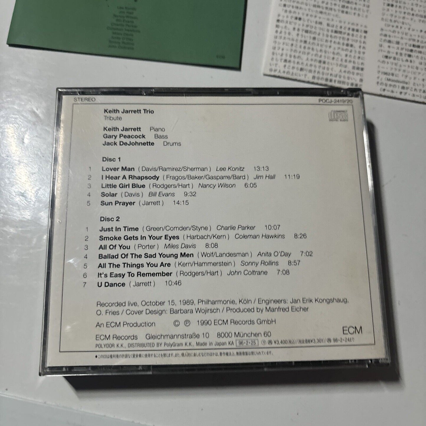 Keith Jarrett Trio - Tribute (CD, 1990, 2-Disc) Japan POCJ-2419-20 ECM Records