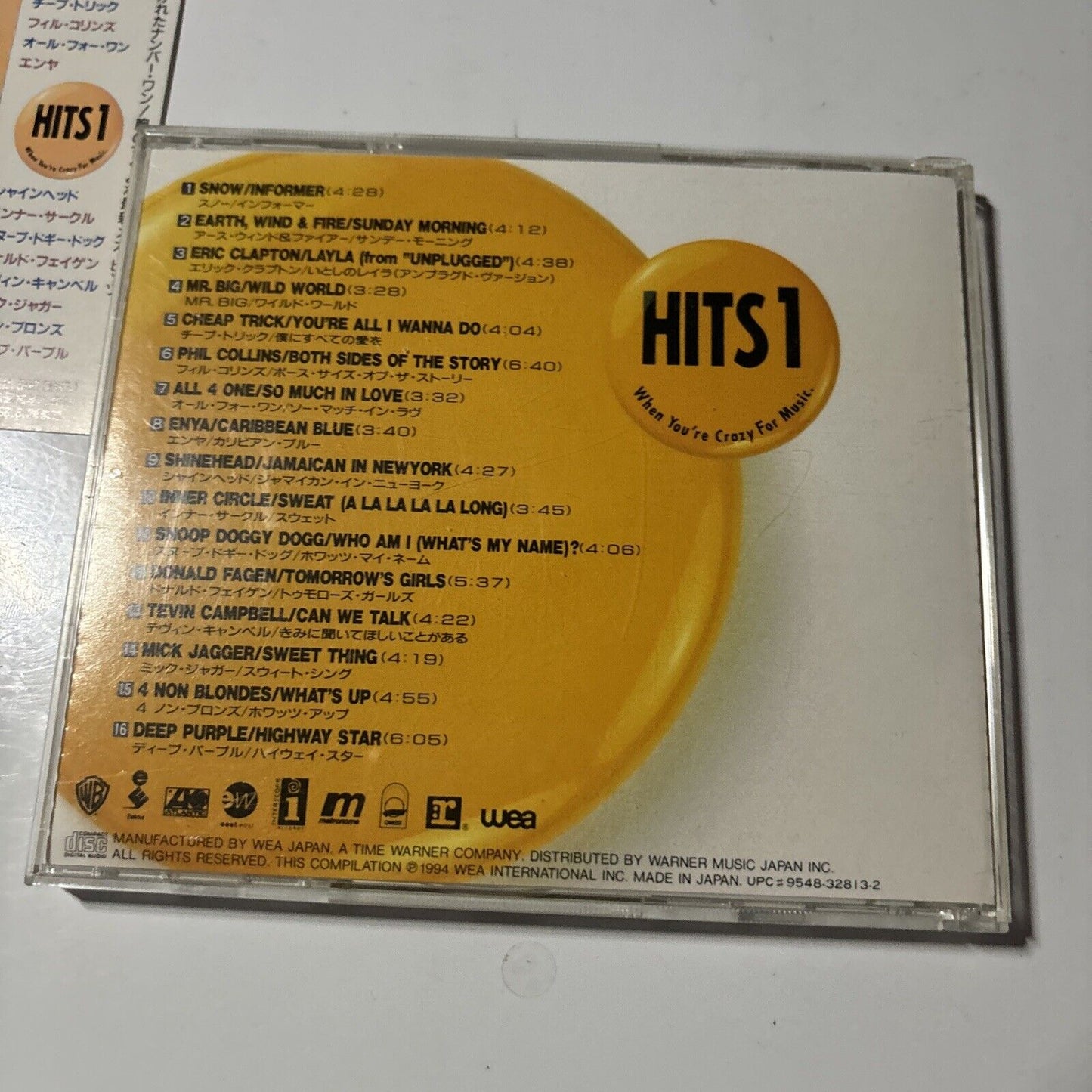 Various Artists - Hits 1 (CD, 1994) Japan wpcr-21 Obi