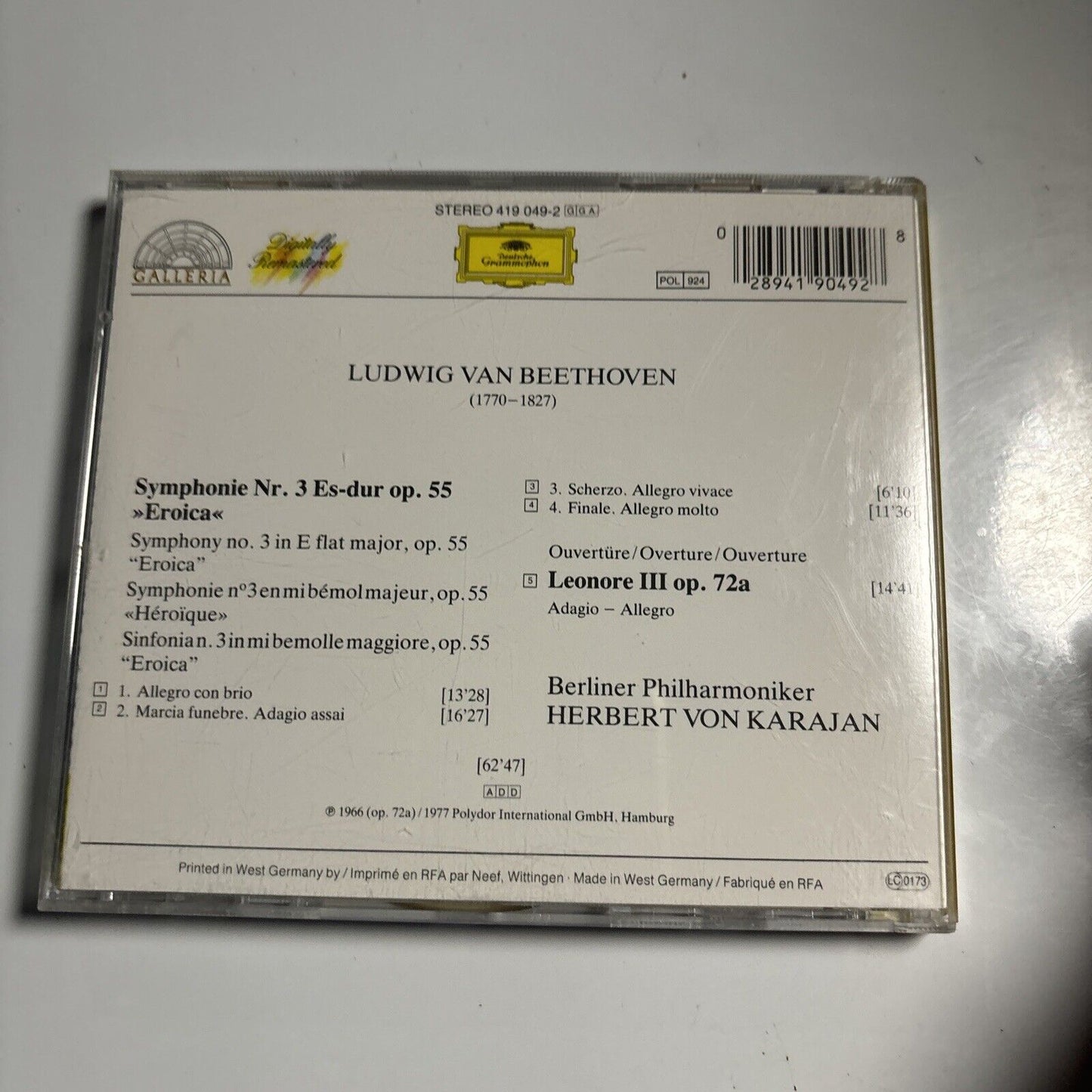 Herbert von Karajan Berliner Philharmoniker Symphonie Nr. 3 "Eroica" (CD, 1986)