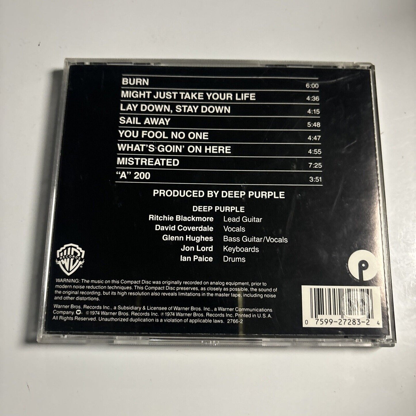 Deep Purple - Burn (CD, 1989) Warner Bros. Records 2766-2