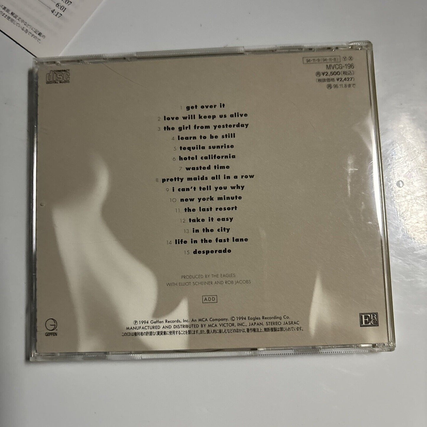 Eagles - Hell Freezes Over (CD, 1994) Japan mvcg-196  Geffen Records