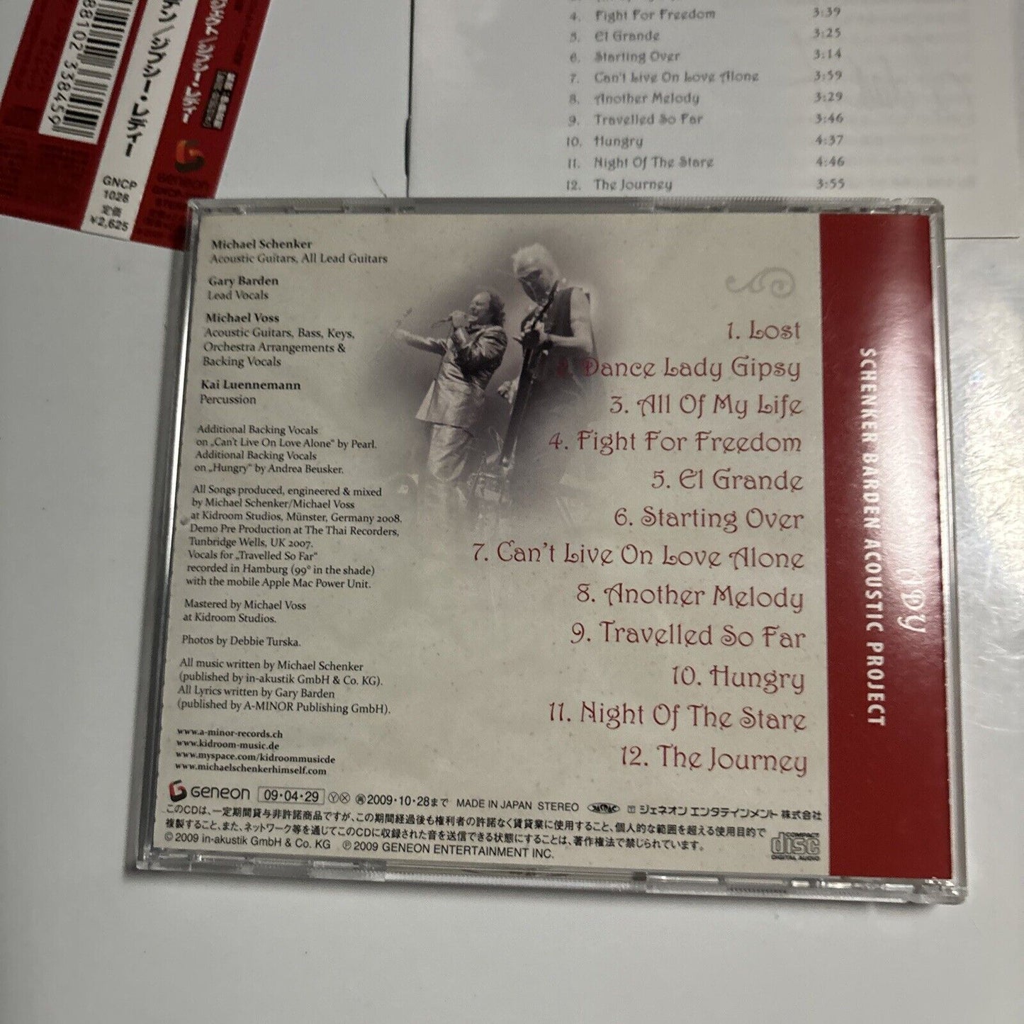 Schenker Barden Acoustic Project, MSG - Gipsy Lady (CD 2009) Japan Obi gncp-1028