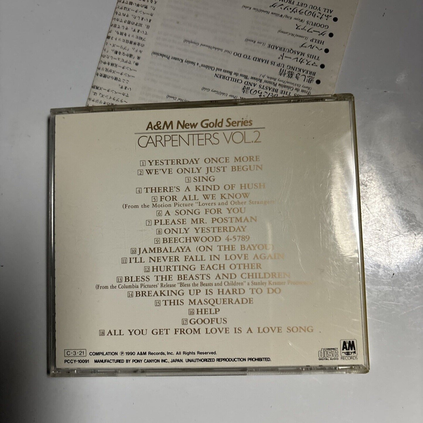 Carpenters - A&M New Gold Series, Vol.2 (CD, 1990) Japan pccy-10091