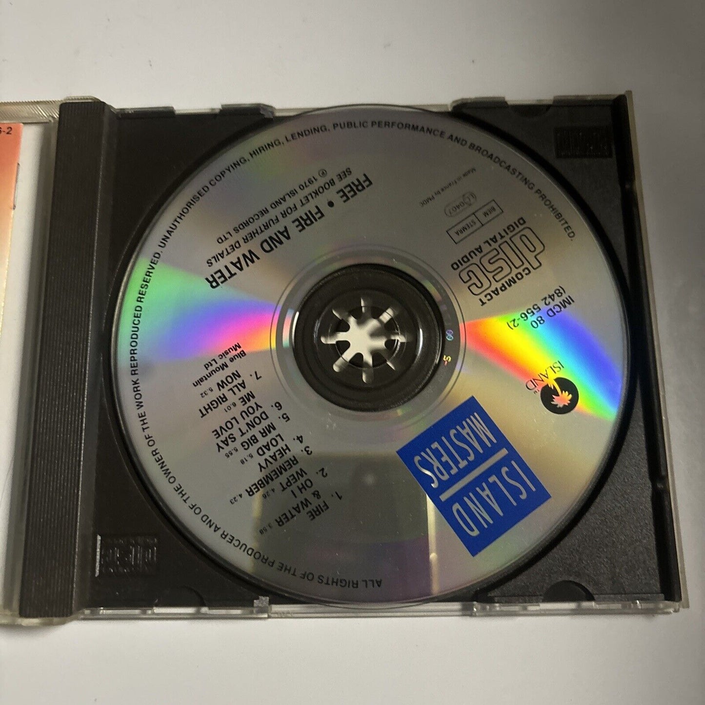 Free - Fire And Water (CD, 1990) Island Records 842 556-2