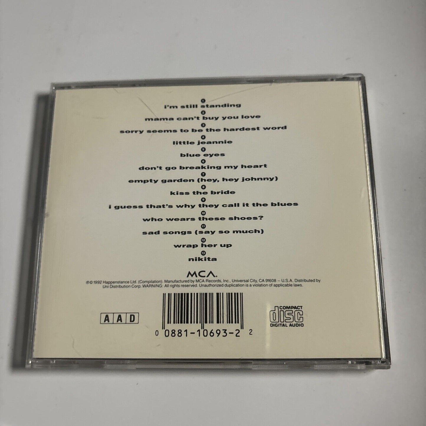 Elton John - Greatest Hits 1976-1986 (CD, 1992) MCA Records MCAMD-10693