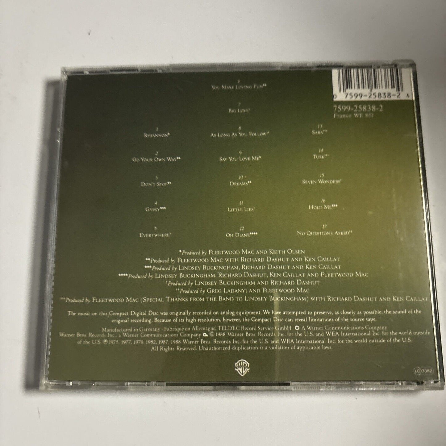 Fleetwood Mac - Greatest Hits (CD, 1988) Warner Bros. Records