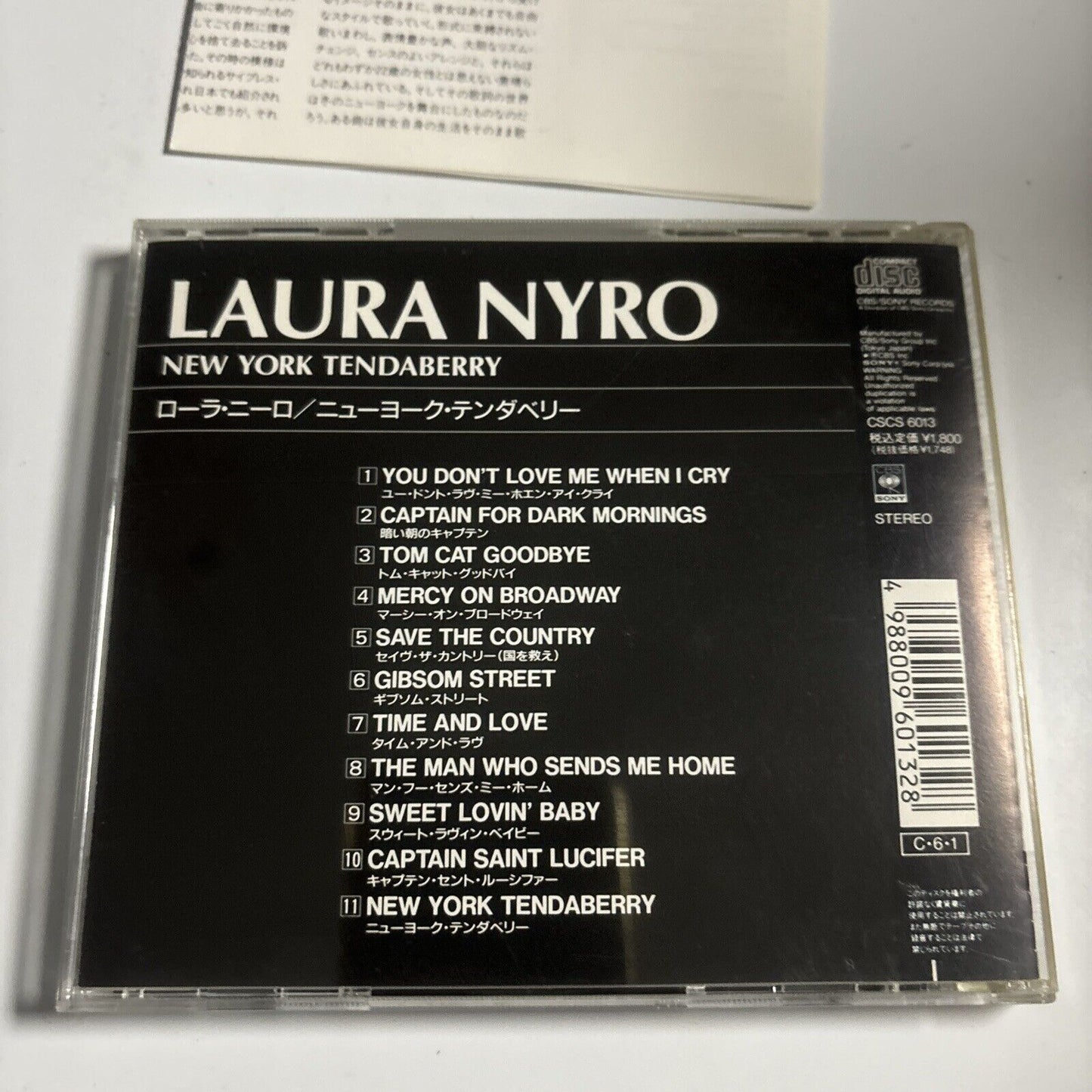 Laura Nyro - New York Tendaberry (CD, 1990) Japan CBS/Sony cscs-6013