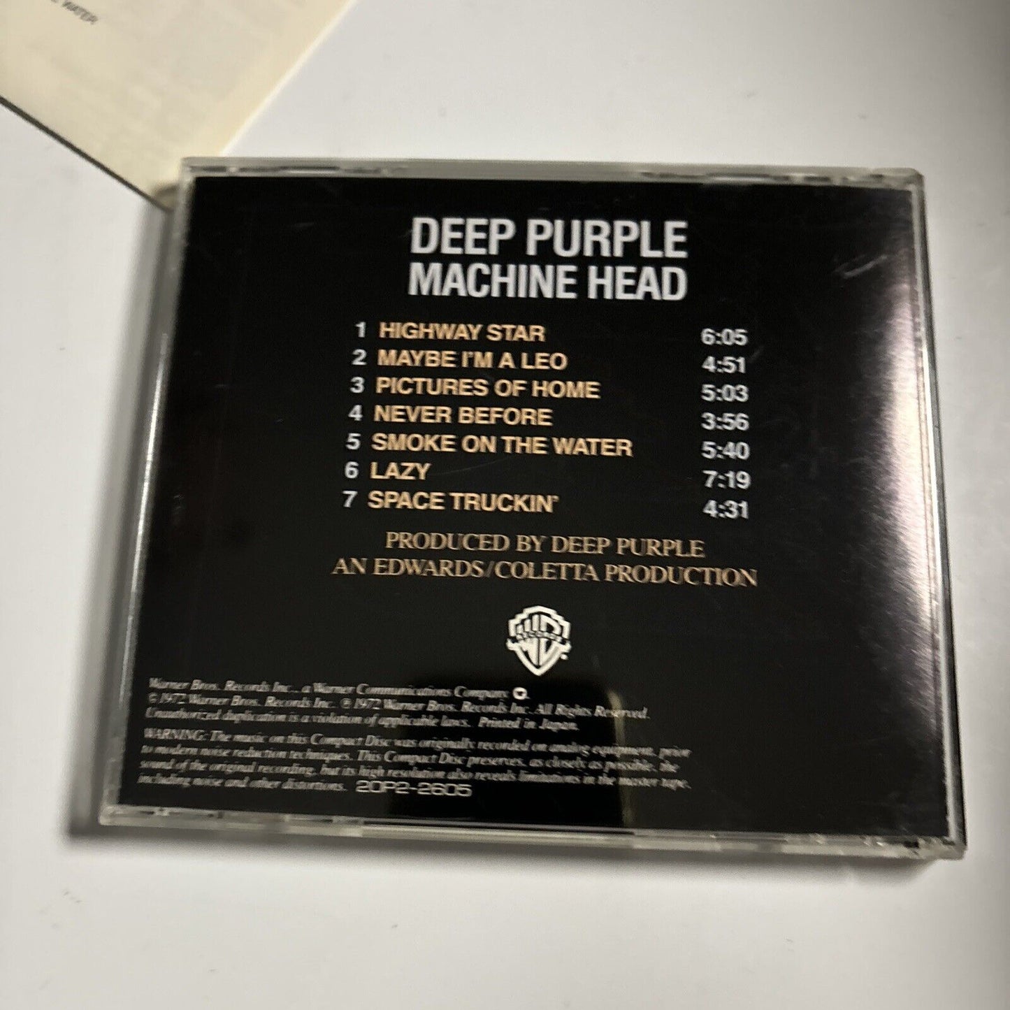 Deep Purple - Machine Head (CD, 1989) Japan 20p2-2605 Warner Bros. Records