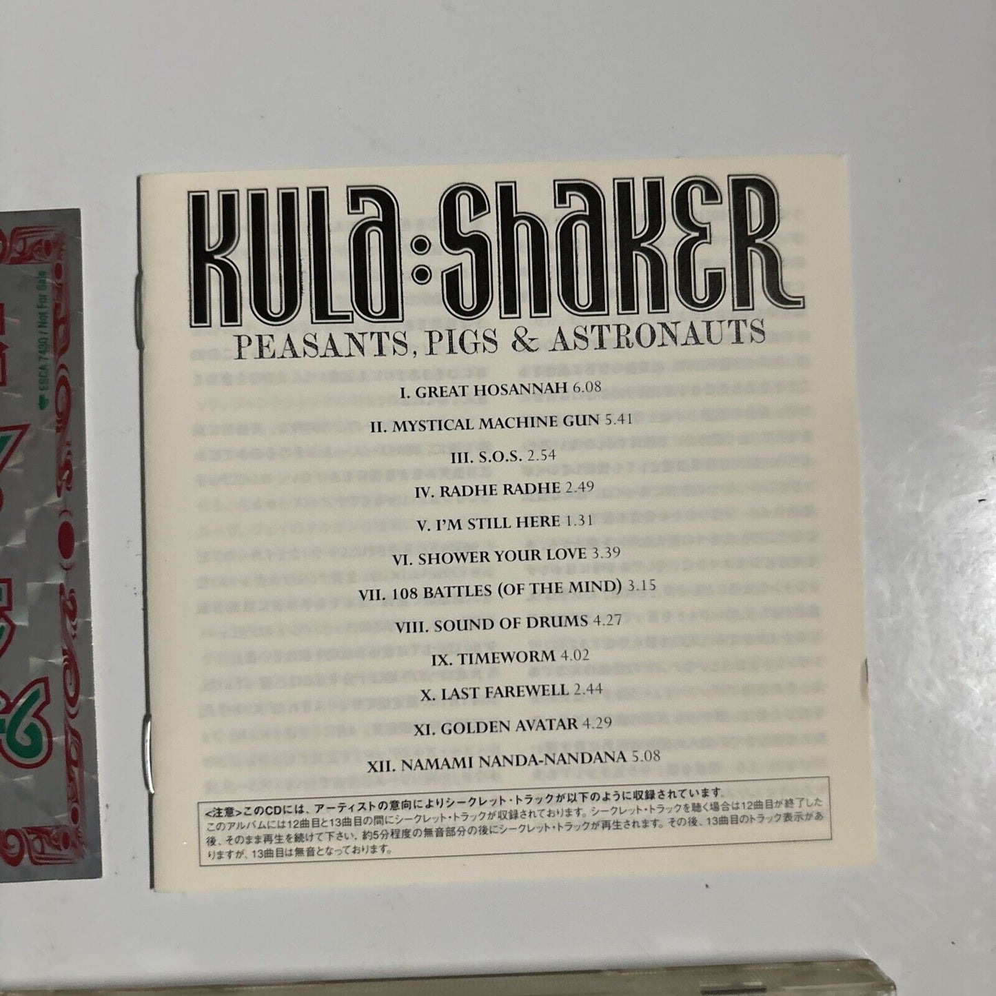 Kula Shaker - Peasants, Pigs & Astronauts (CD, 1999) Japan esca-7430 Obi Sticker