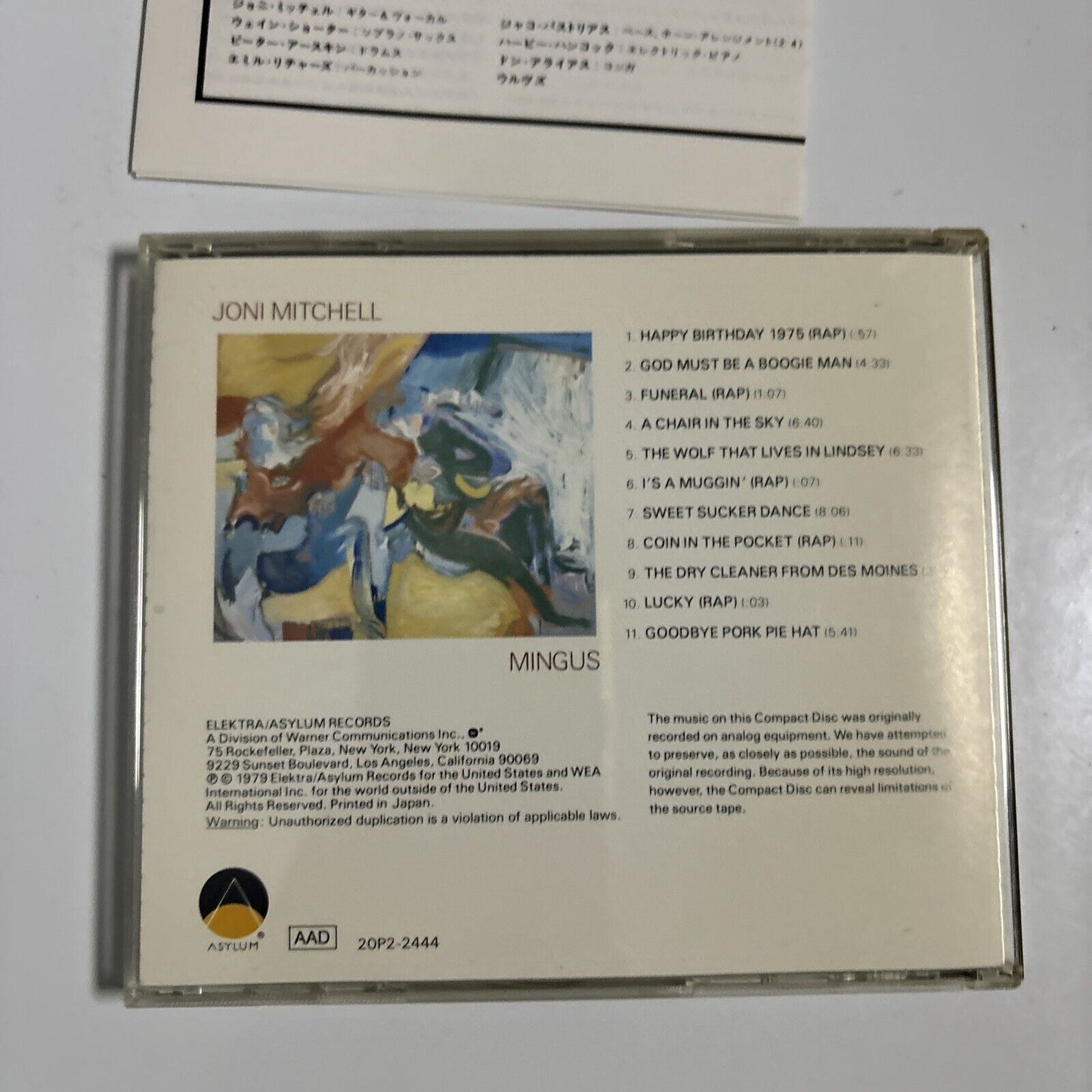 Joni Mitchell - Mingus (CD, 1988) Japan 20p2-2444