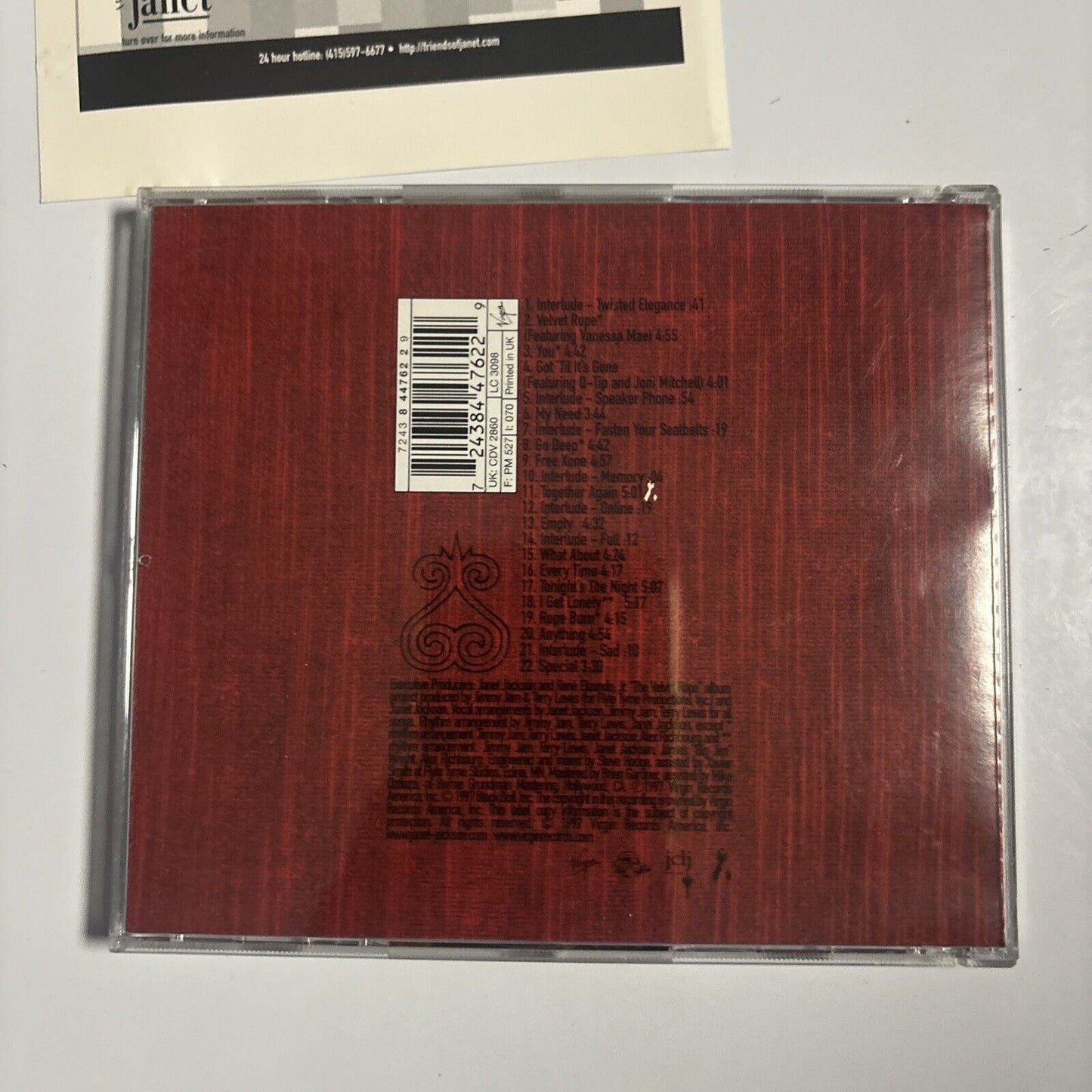 Janet Jackson - The Velvet Rope (CD, 1997) CDV 2860