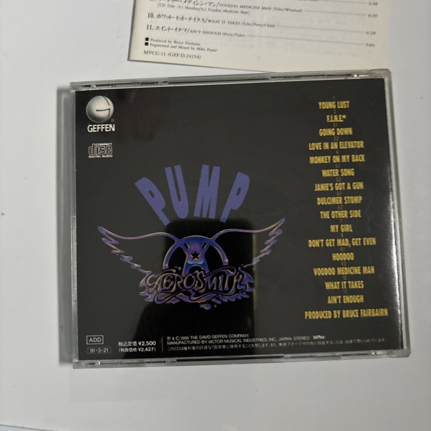 Aerosmith - Pump (CD, 1991) Japan mvcg-11 Geffen Records