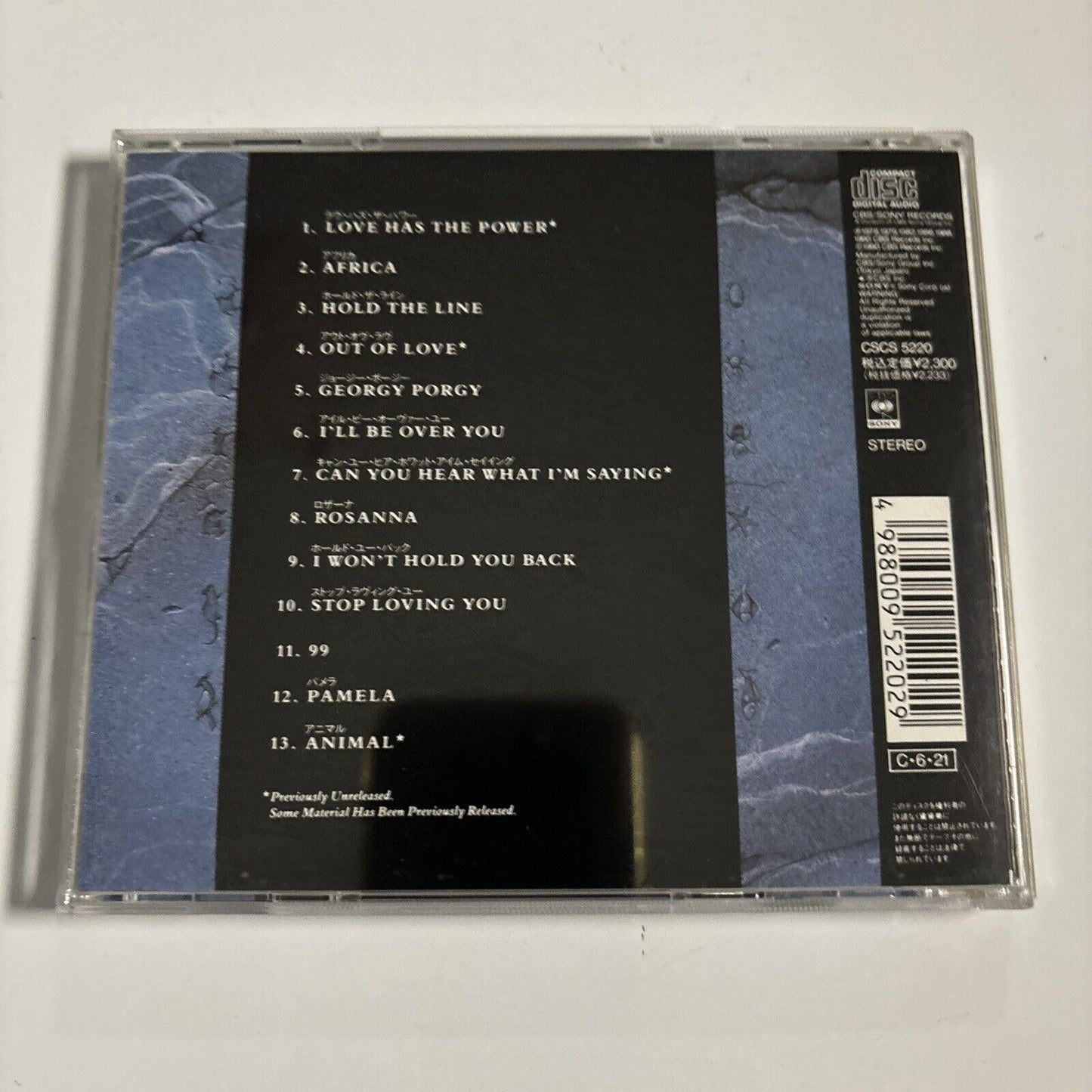 Toto - Past To Present (CD, 1990) Japan CBS/Sony cscs-5220