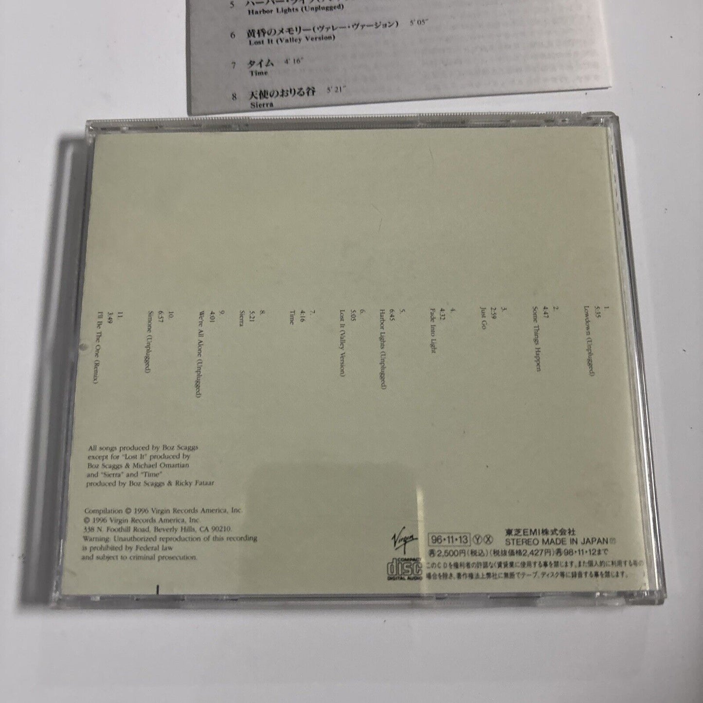 Boz Scaggs - Fade Into Light (CD, 1996) Japan vjcp-25260