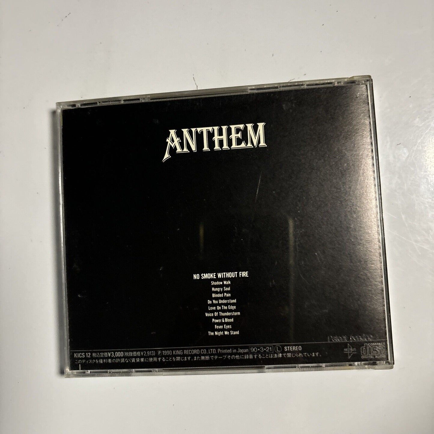 Anthem - No Smoke Without Fire (CD, 1990) Japan kics-12