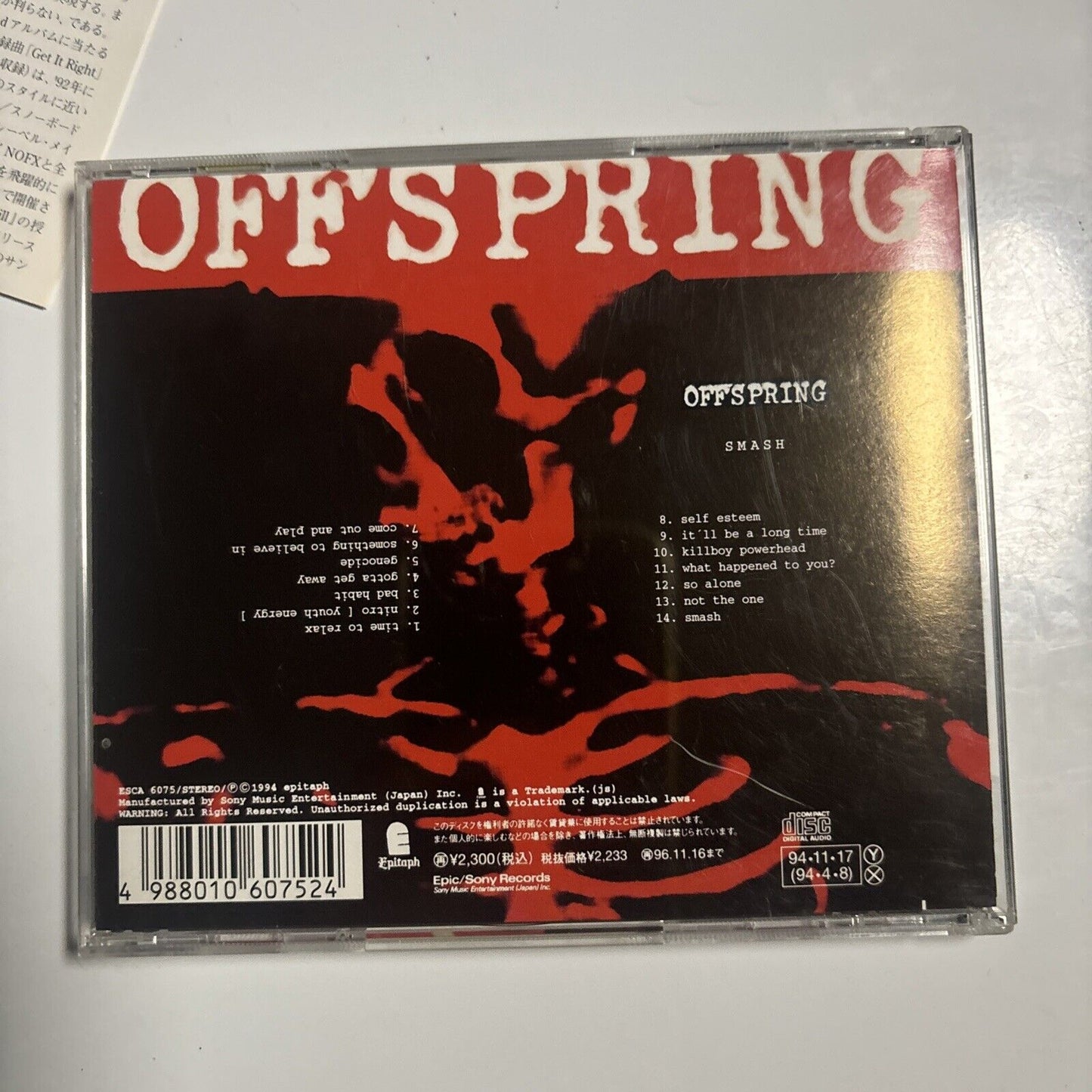 Offspring - Smash (CD, 1994) Japan esca-6075