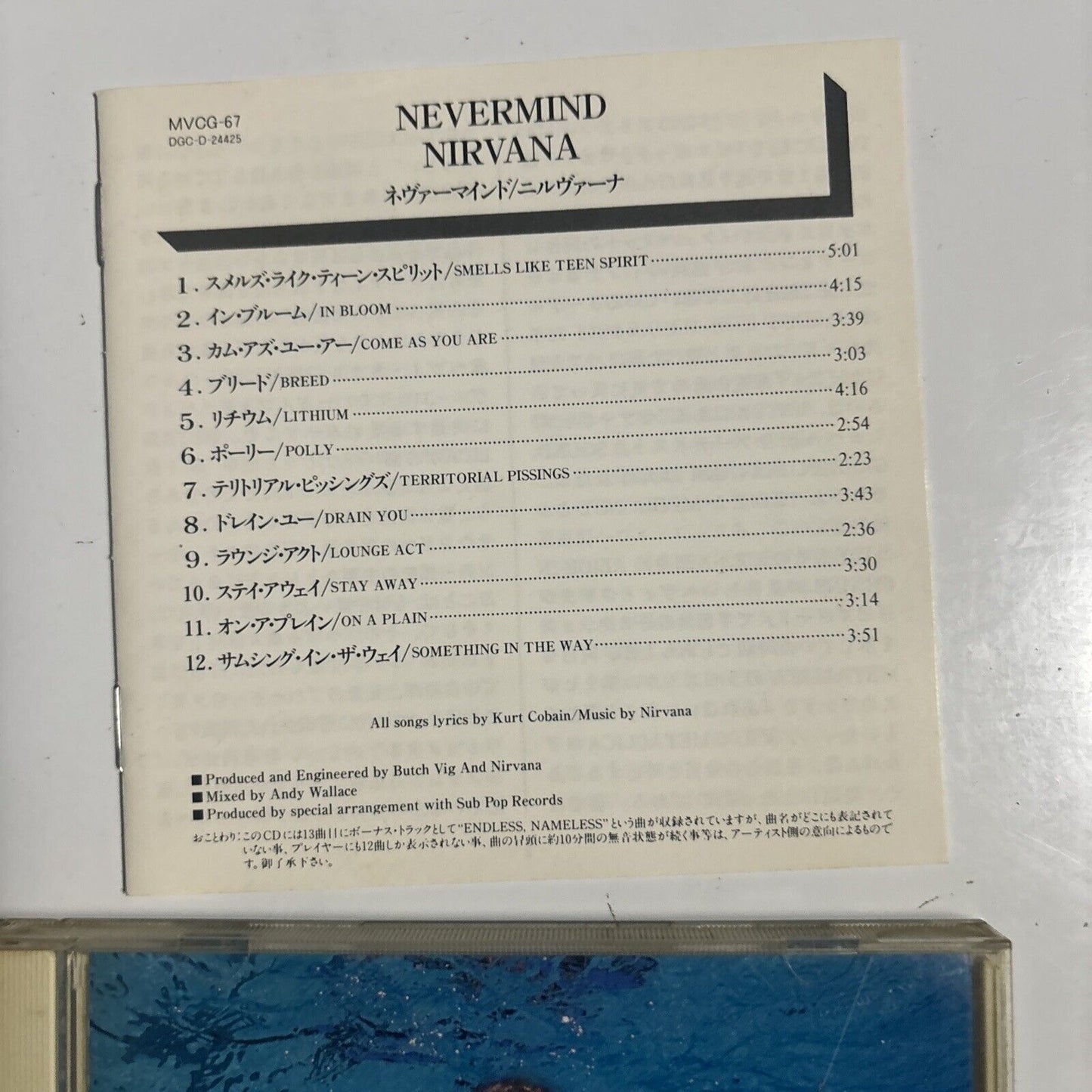 Nirvana - Nevermind (CD, 1991) Japan MVC6-67