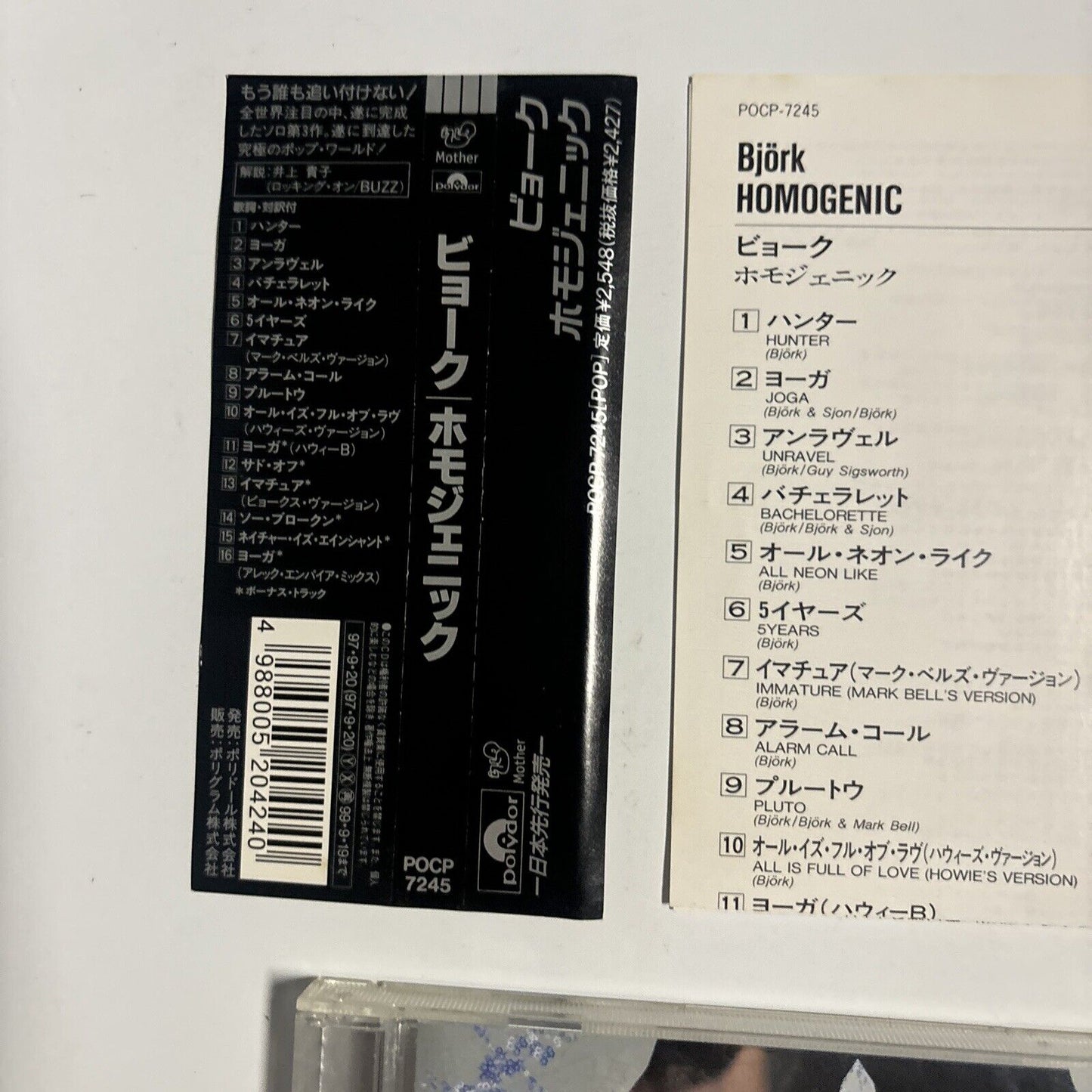 Björk - Homogenic (CD, 1997) Japan Pocp-7245 Obi