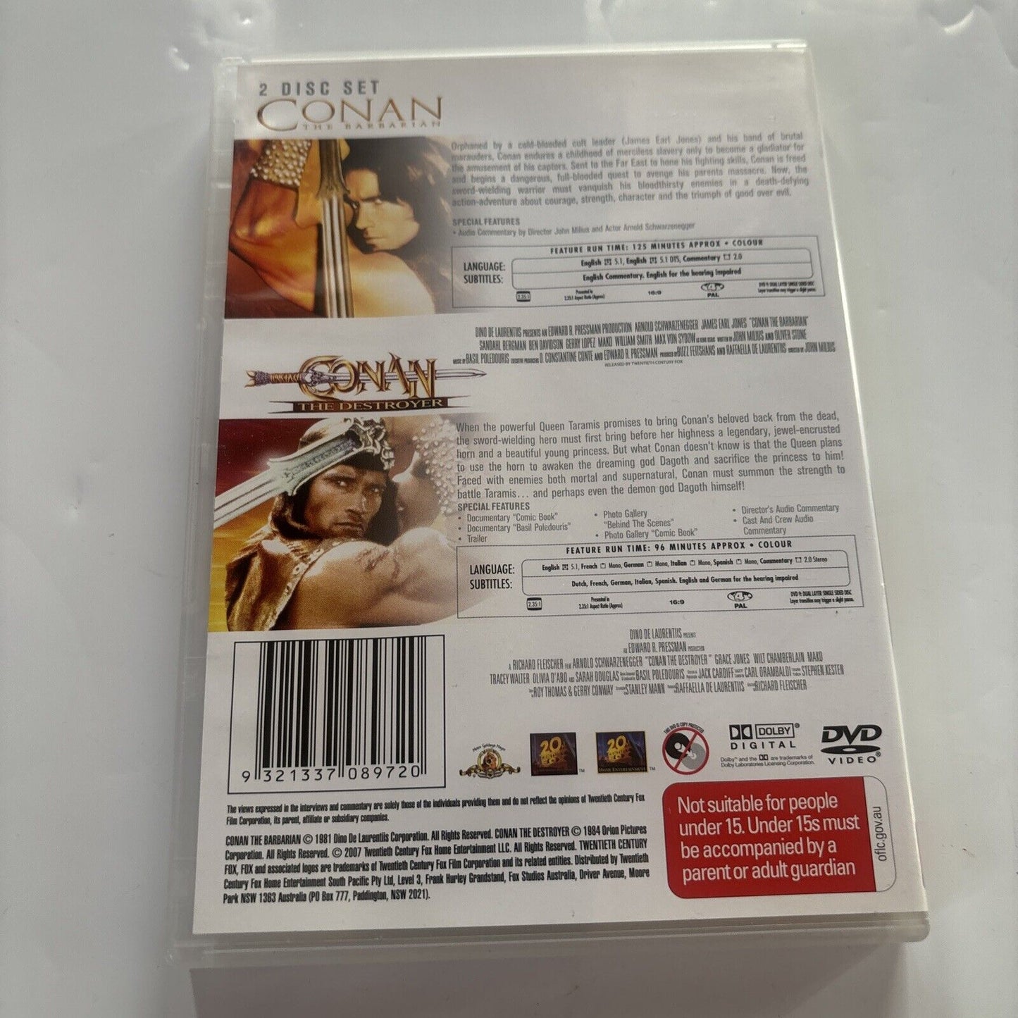 Conan The Barbarian / Conan The Destroyer (DVD, 1981) Arnold Schwarzenegger