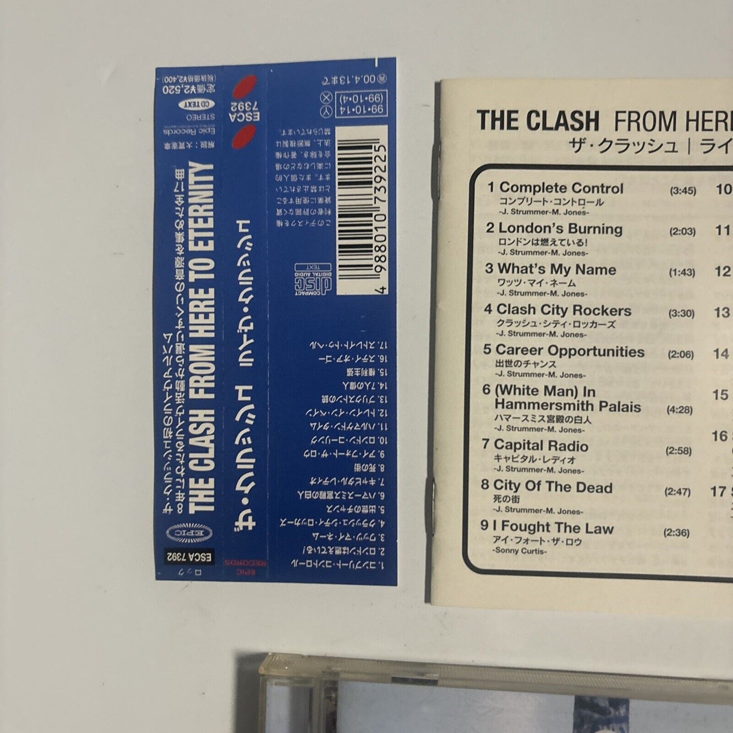 The Clash - From Here To Eternity - Live (CD, 1999) Japan ESCA-7392 Obi