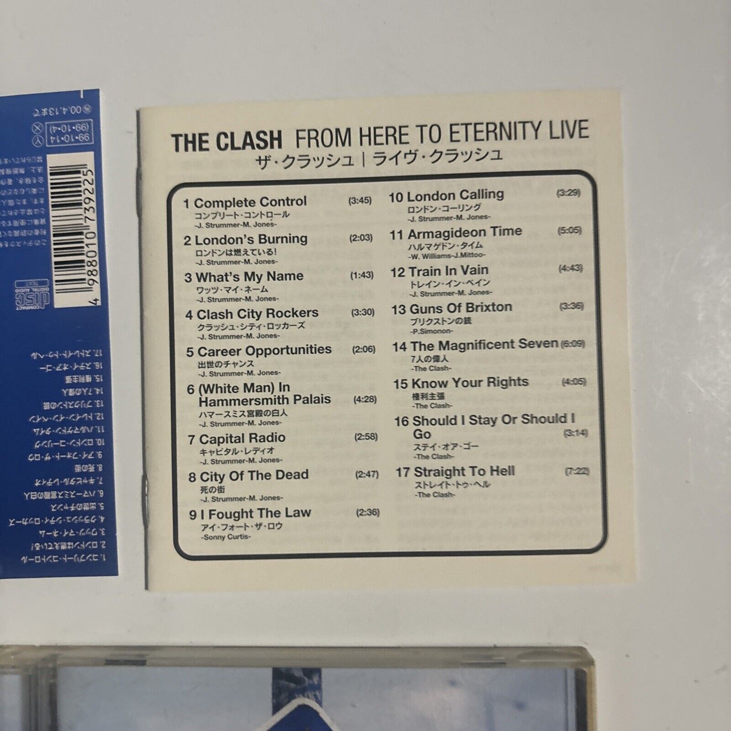 The Clash - From Here To Eternity - Live (CD, 1999) Japan ESCA-7392 Obi