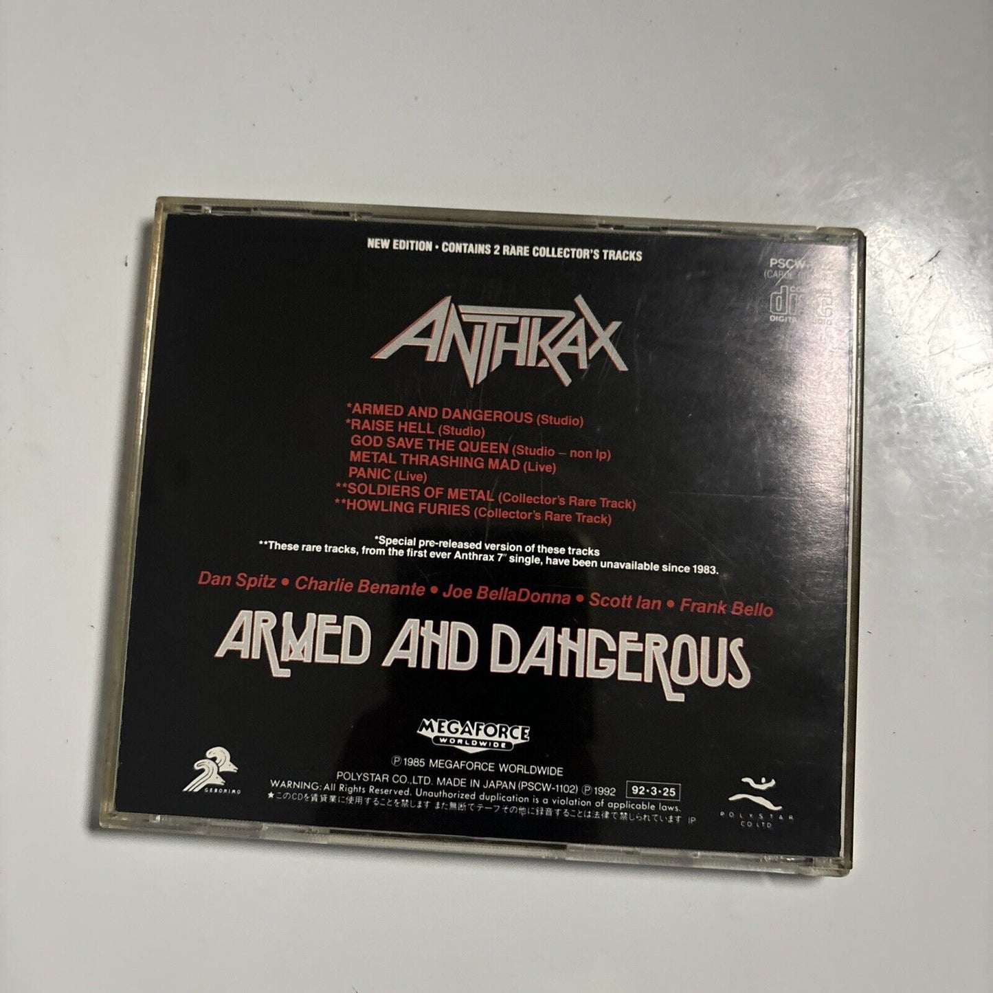 Anthrax - Armed And Dangerous (CD, 1992) Japan PSCW-1102