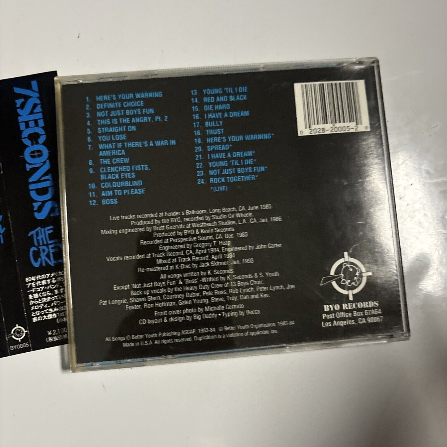 7 Seconds - The Crew (CD, 1984) Japan BYO 005CD Obi