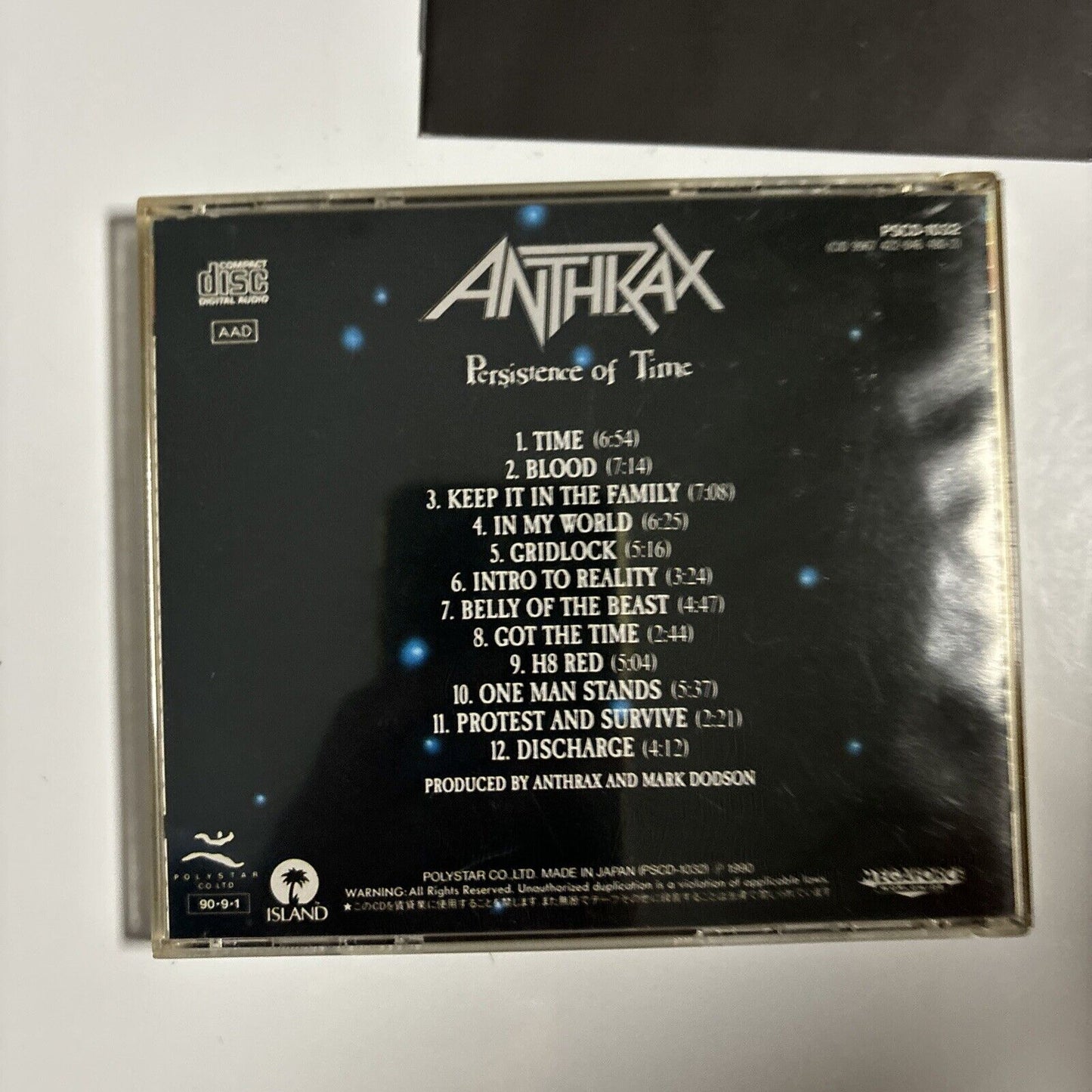 Anthrax - Persistence Of Time (CD, 1990) Japan PSCD-1032