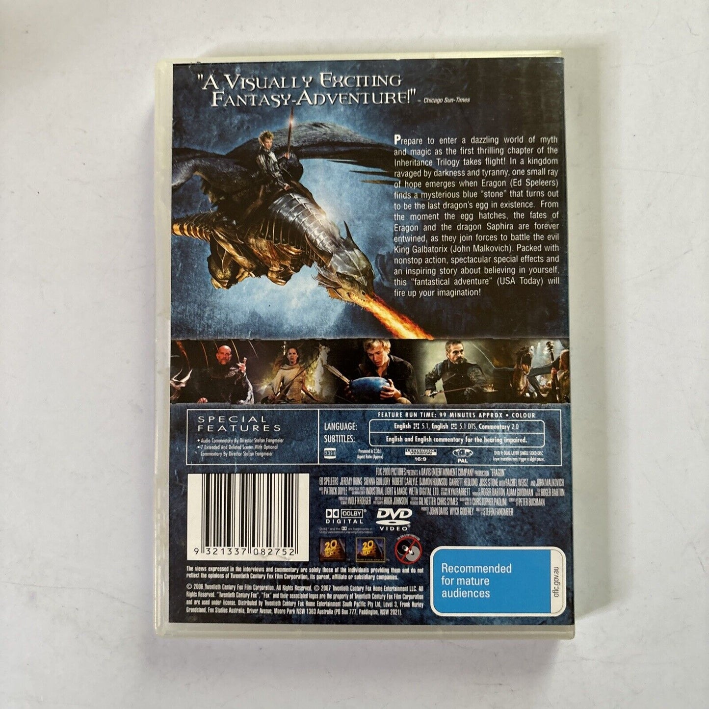 Eragon (DVD, 2006) Djimon Hounsou, John Malkovich Region 4